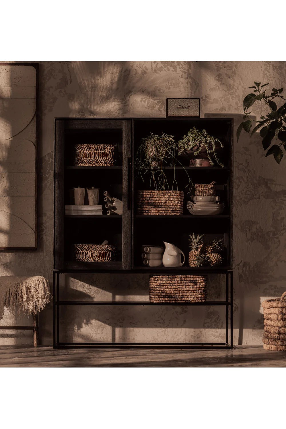 Black Wooden Cabinet With Glass Door | dBodhi Karma