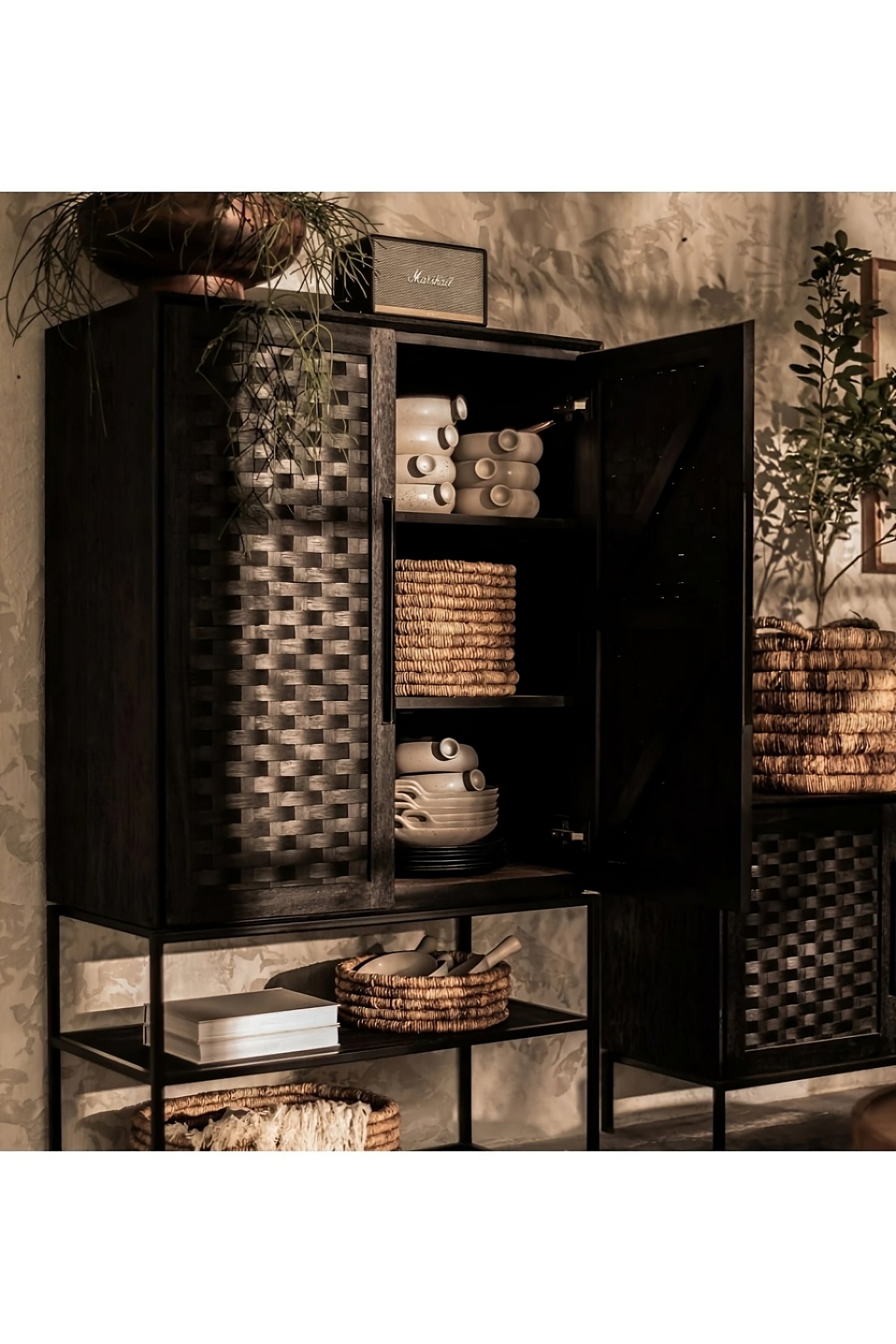 Black Rattan 2-Door Cabinet | dBodhi Karma