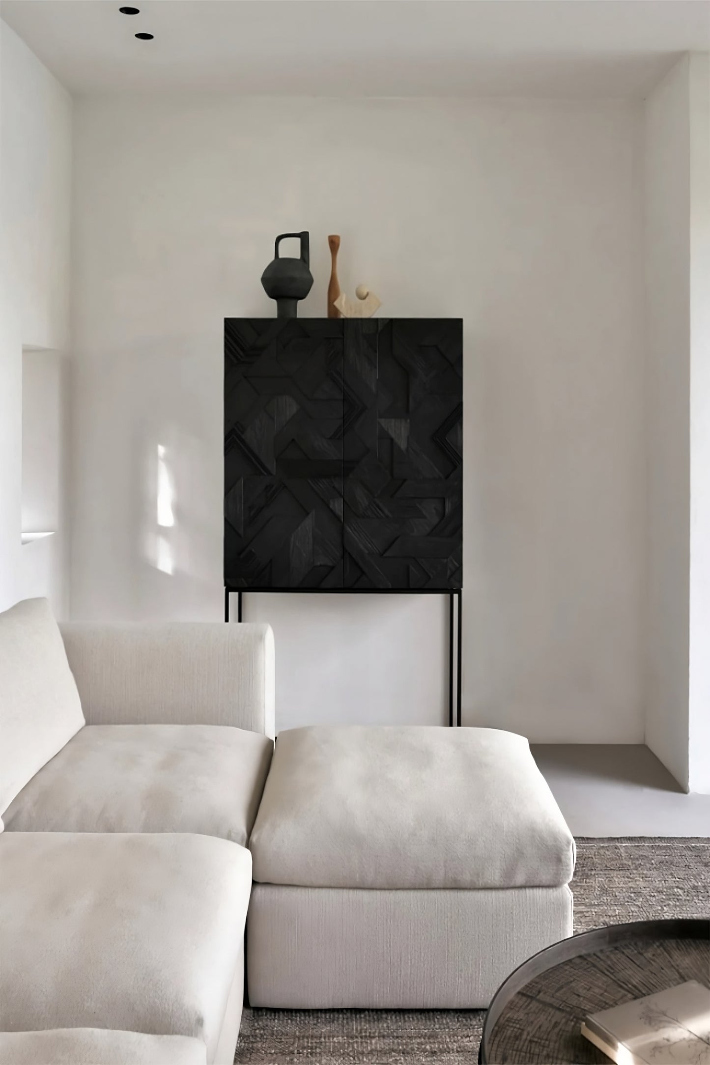 Black Teak Geometrical Cupboard | Ethnicraft Graphic