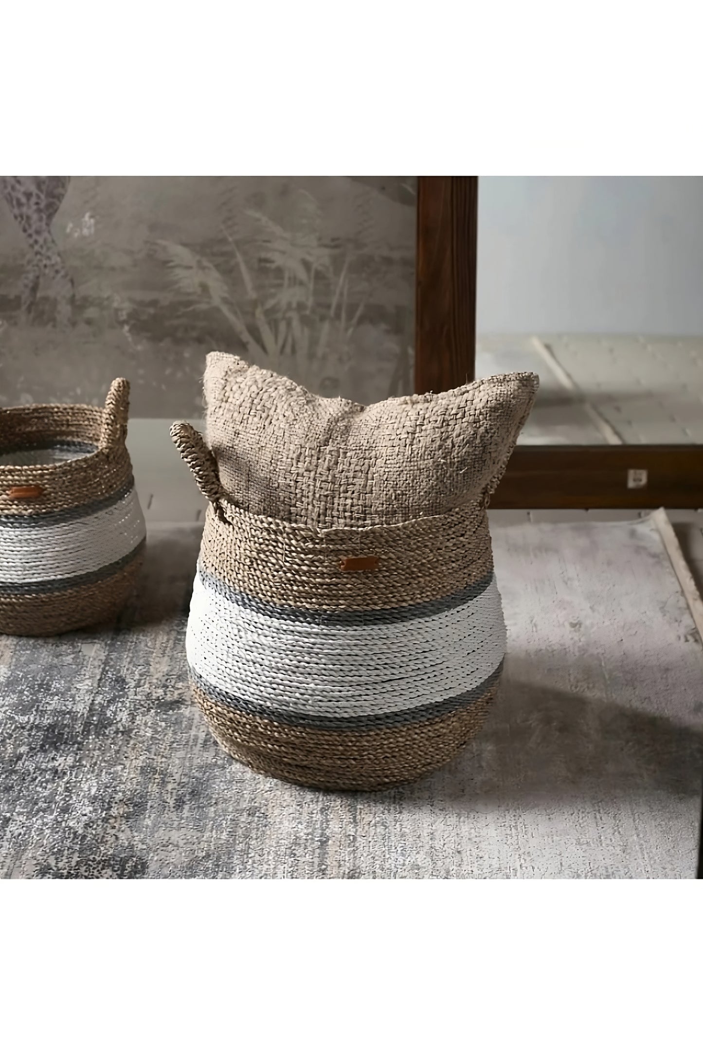 Hand-painted Seagrass Basket Set (2) | Rivièra Maison Ocean Breeze