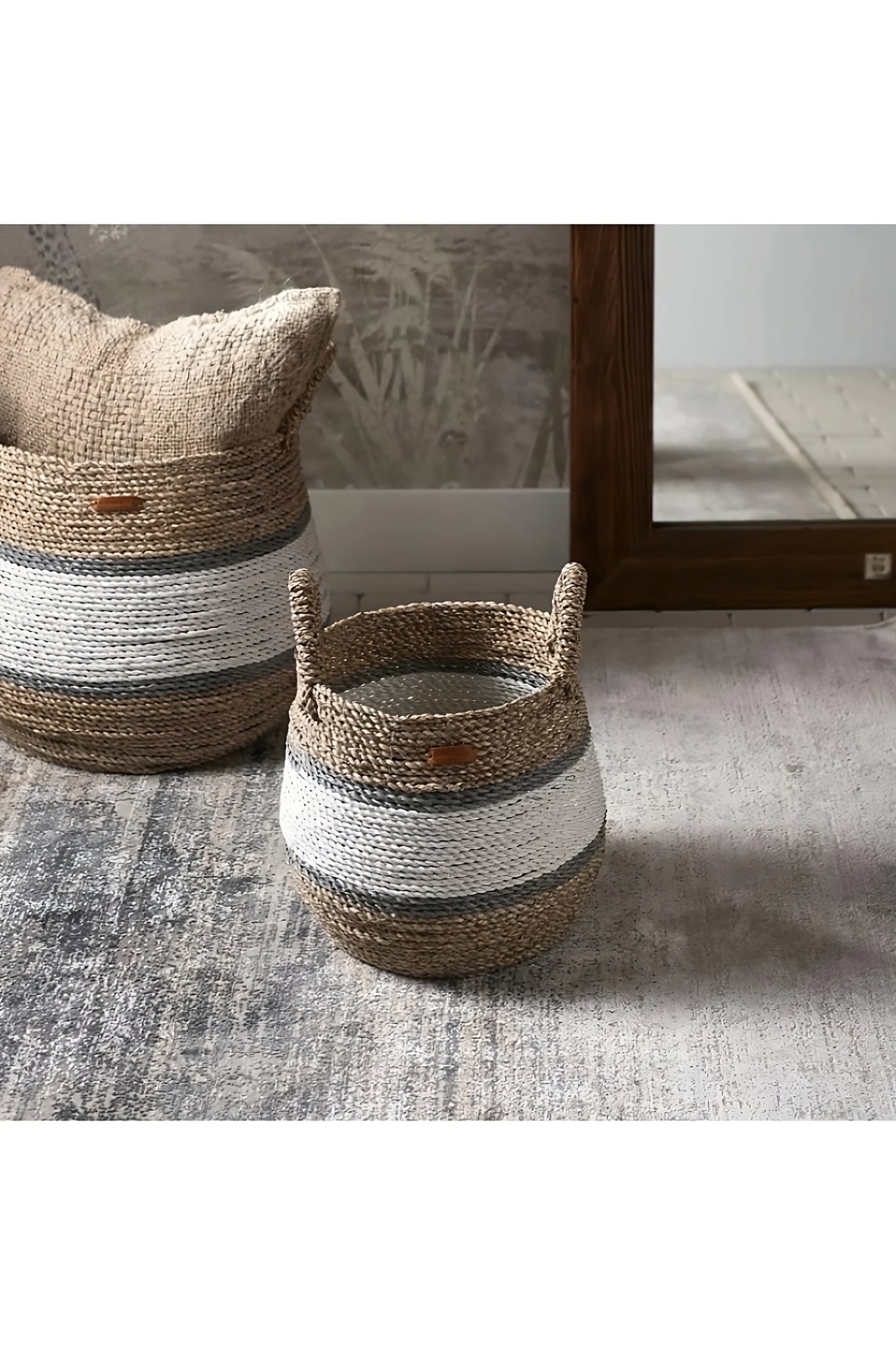 Hand-painted Seagrass Basket Set (2) | Rivièra Maison Ocean Breeze