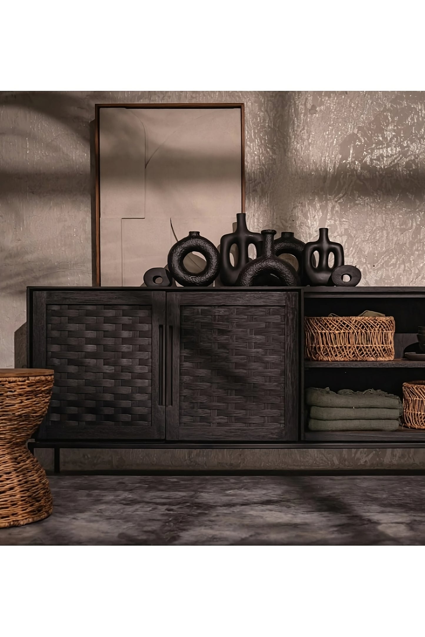 Handwoven Rattan 2-Door Low Dresser | dBodhi Karma