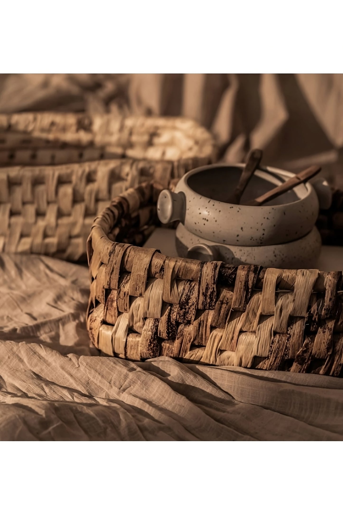 Rectangular Woven Abaca Low Basket | dBodhi Semeru