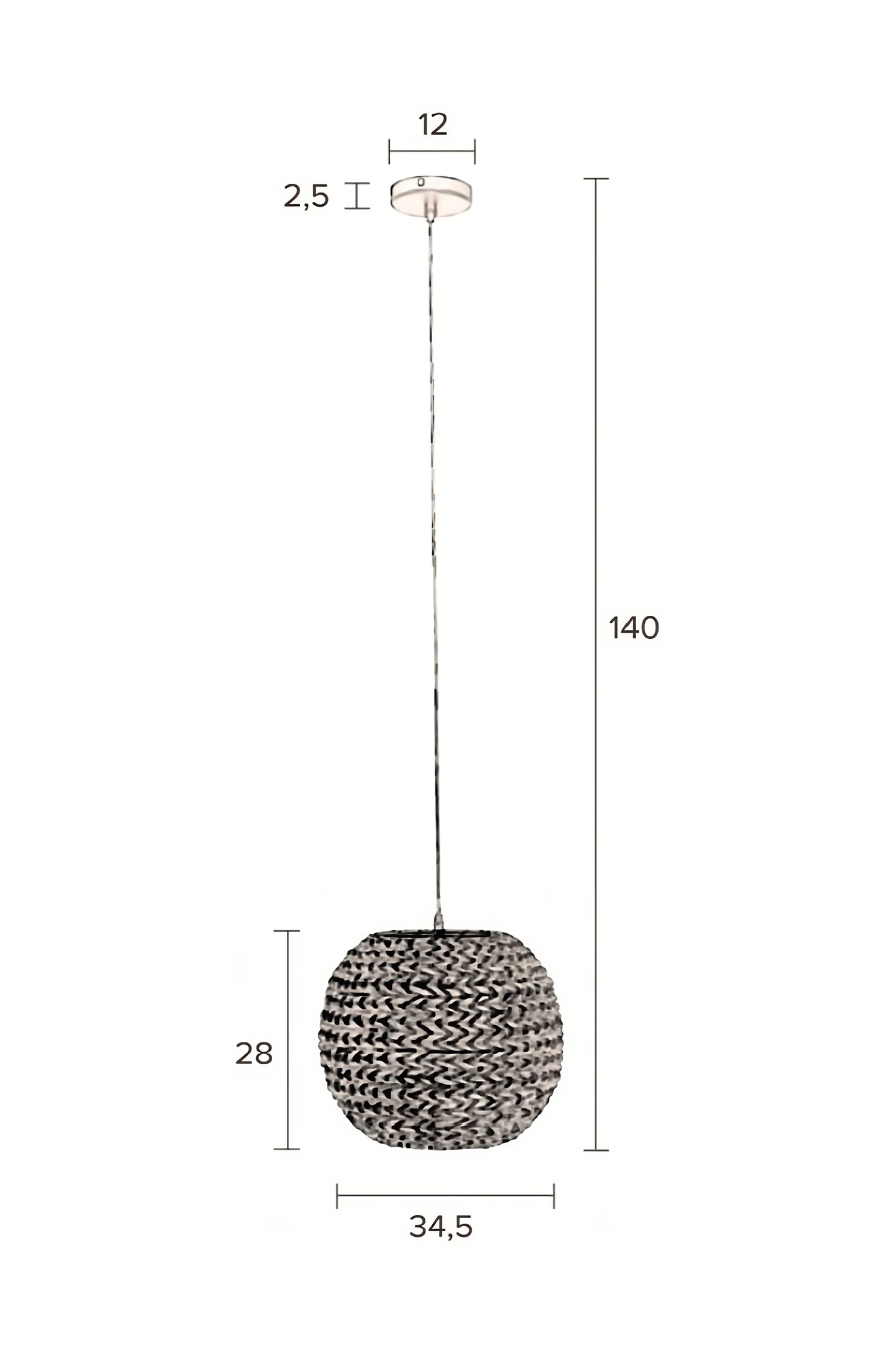 Round Braided Hanging Light | Dutchbone Nana