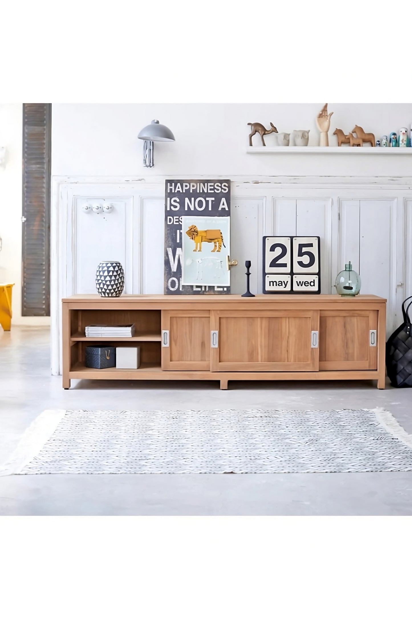 Solid Teak TV Stand | Tikamoon Coffee Tek Slide