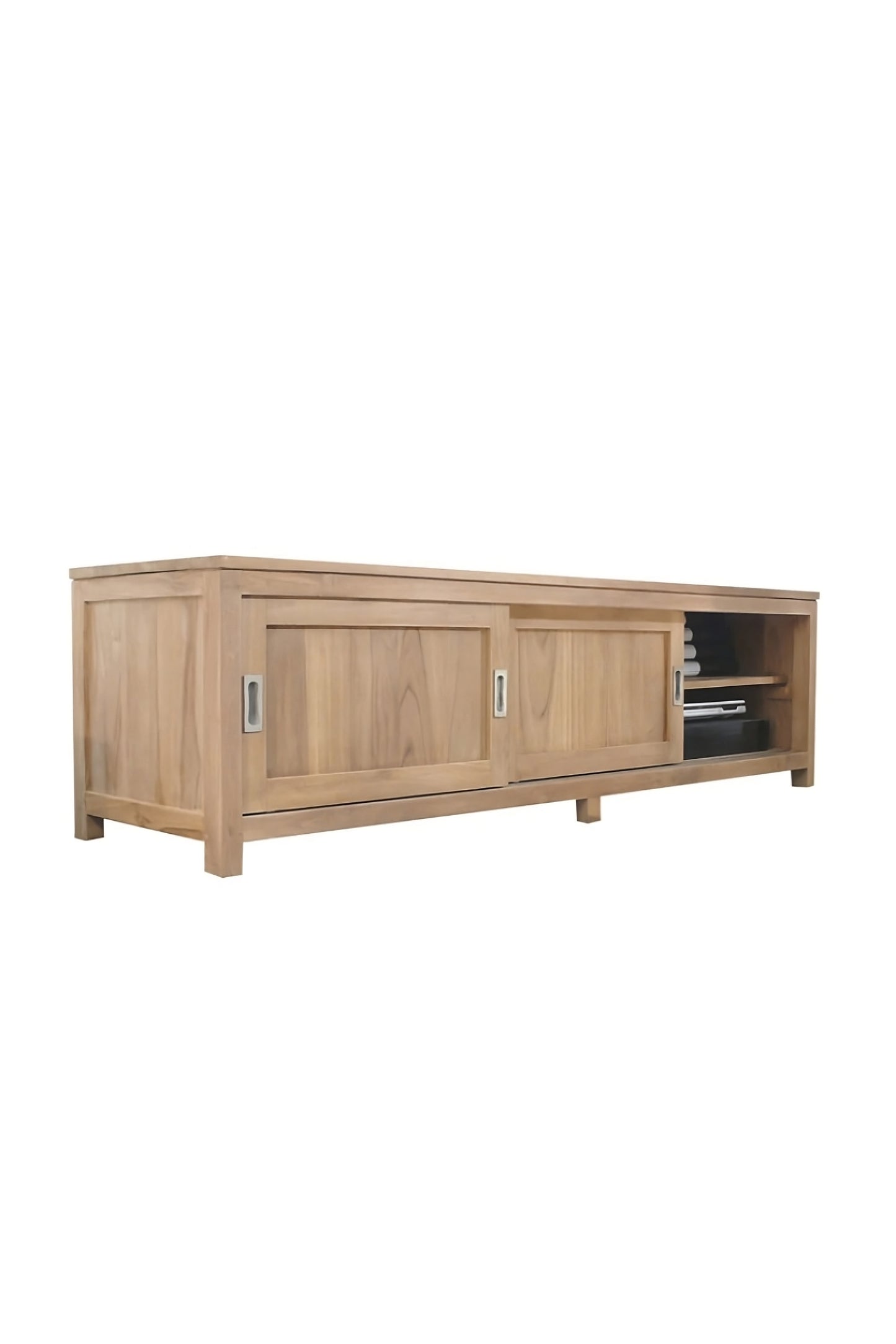 Solid Teak TV Stand | Tikamoon Coffee Tek Slide
