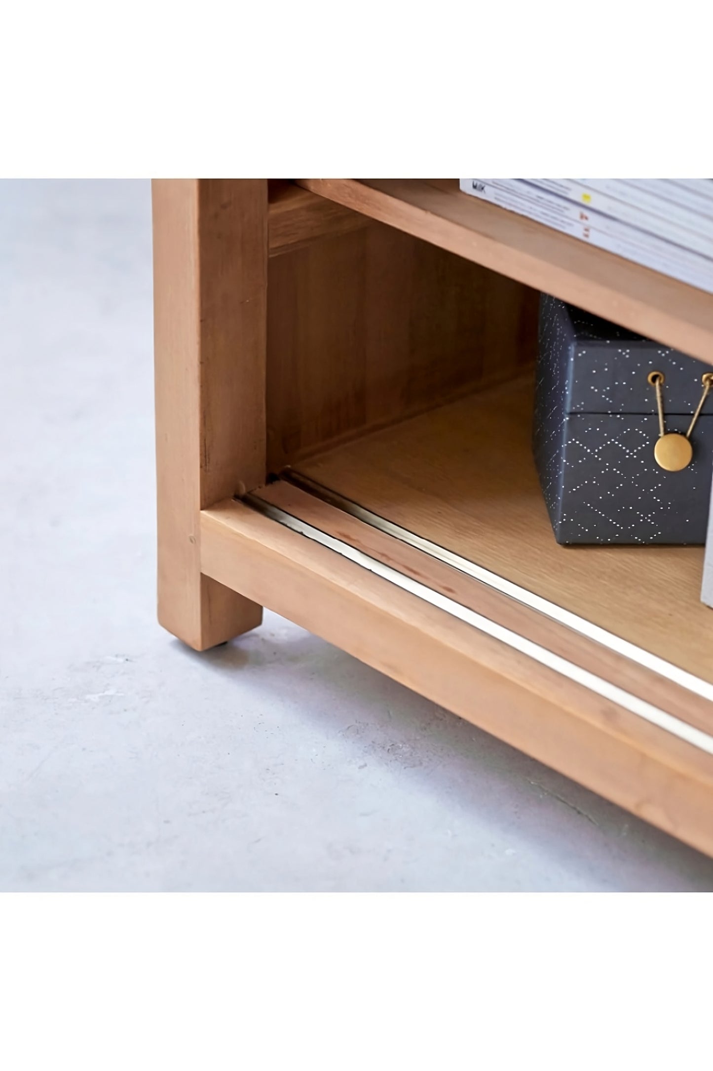 Solid Teak TV Stand | Tikamoon Coffee Tek Slide
