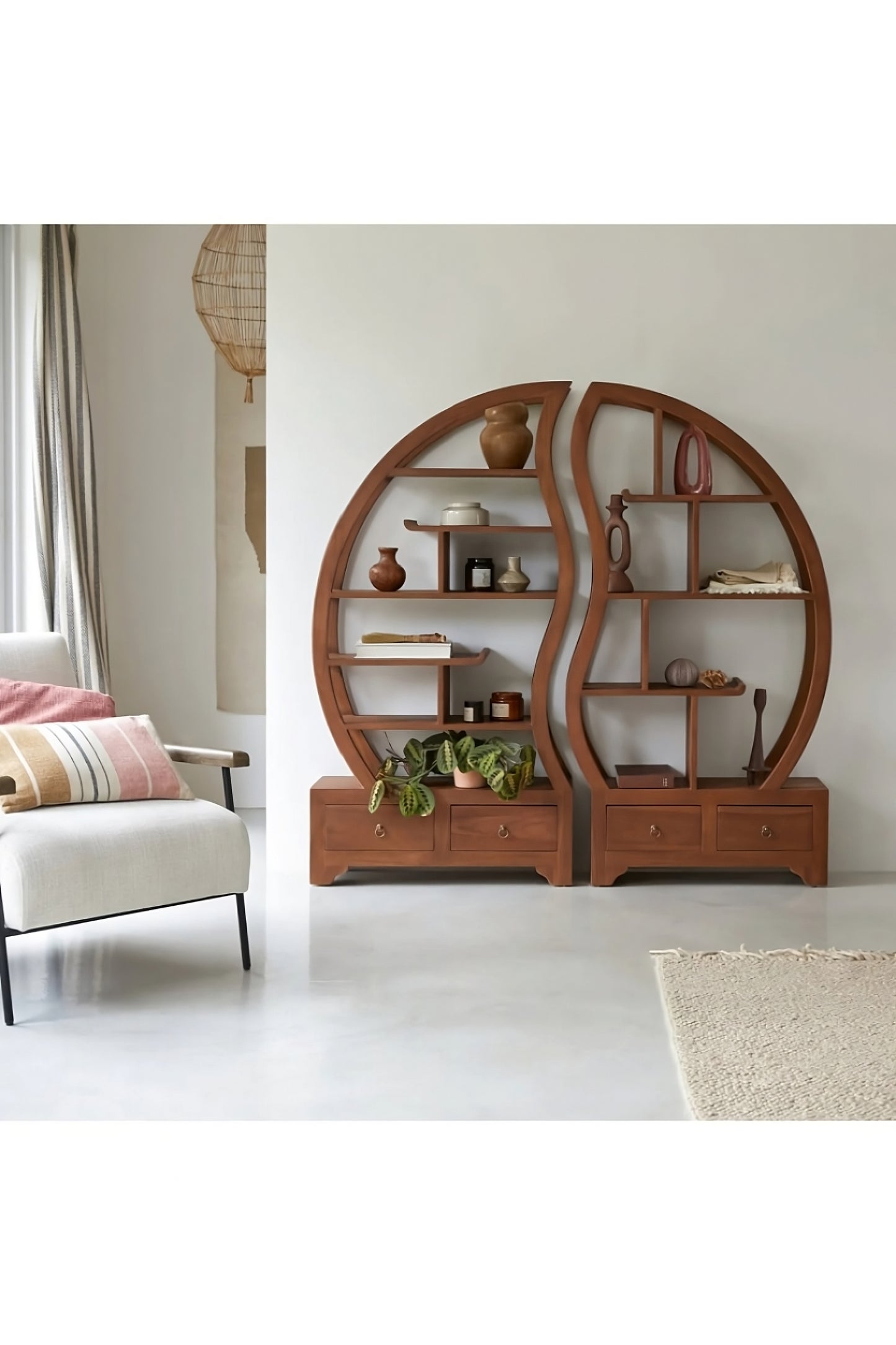 Teak Decorative Bookcase | Tikamoon Sphère Bi Ying Yang