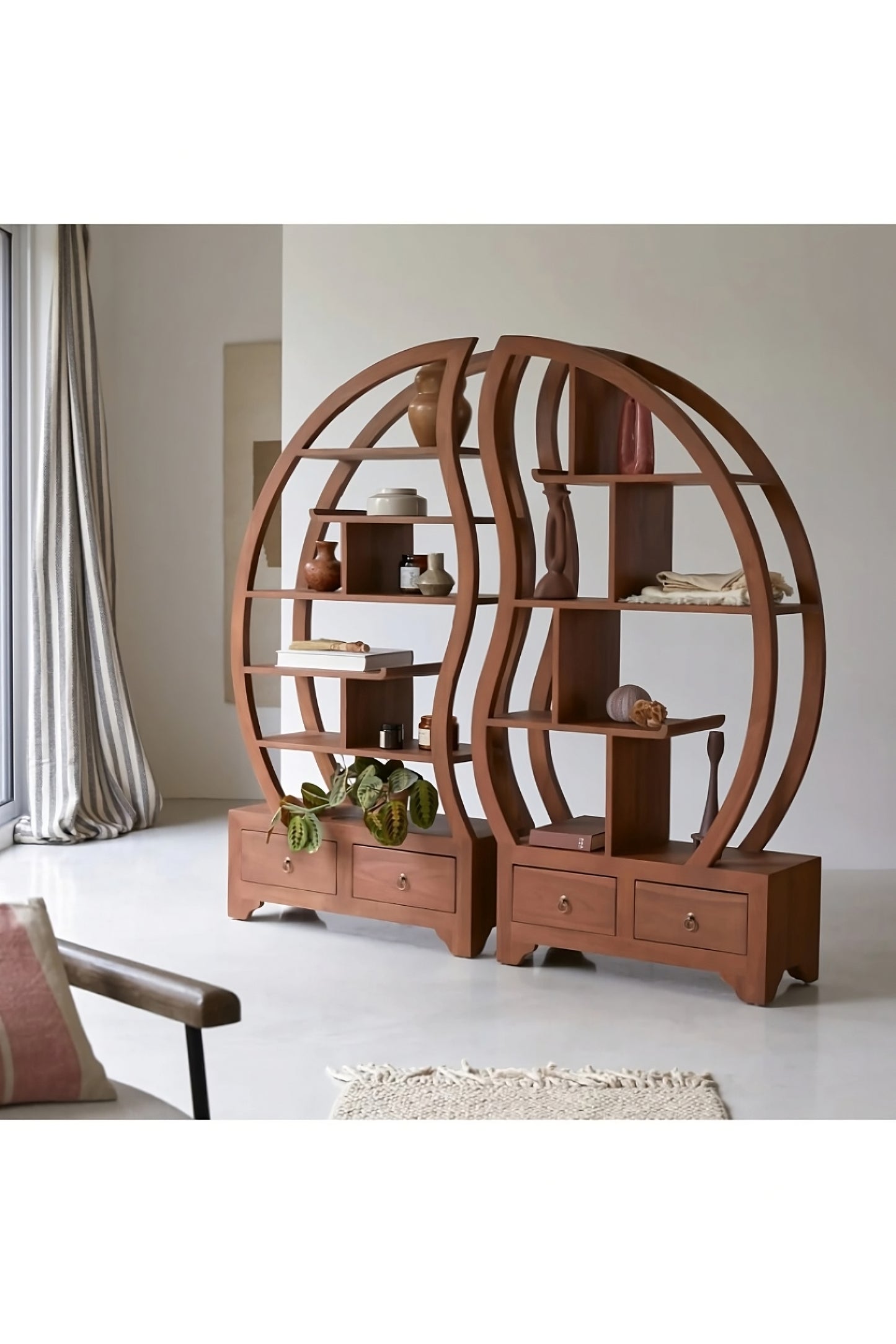 Teak Decorative Bookcase | Tikamoon Sphère Bi Ying Yang