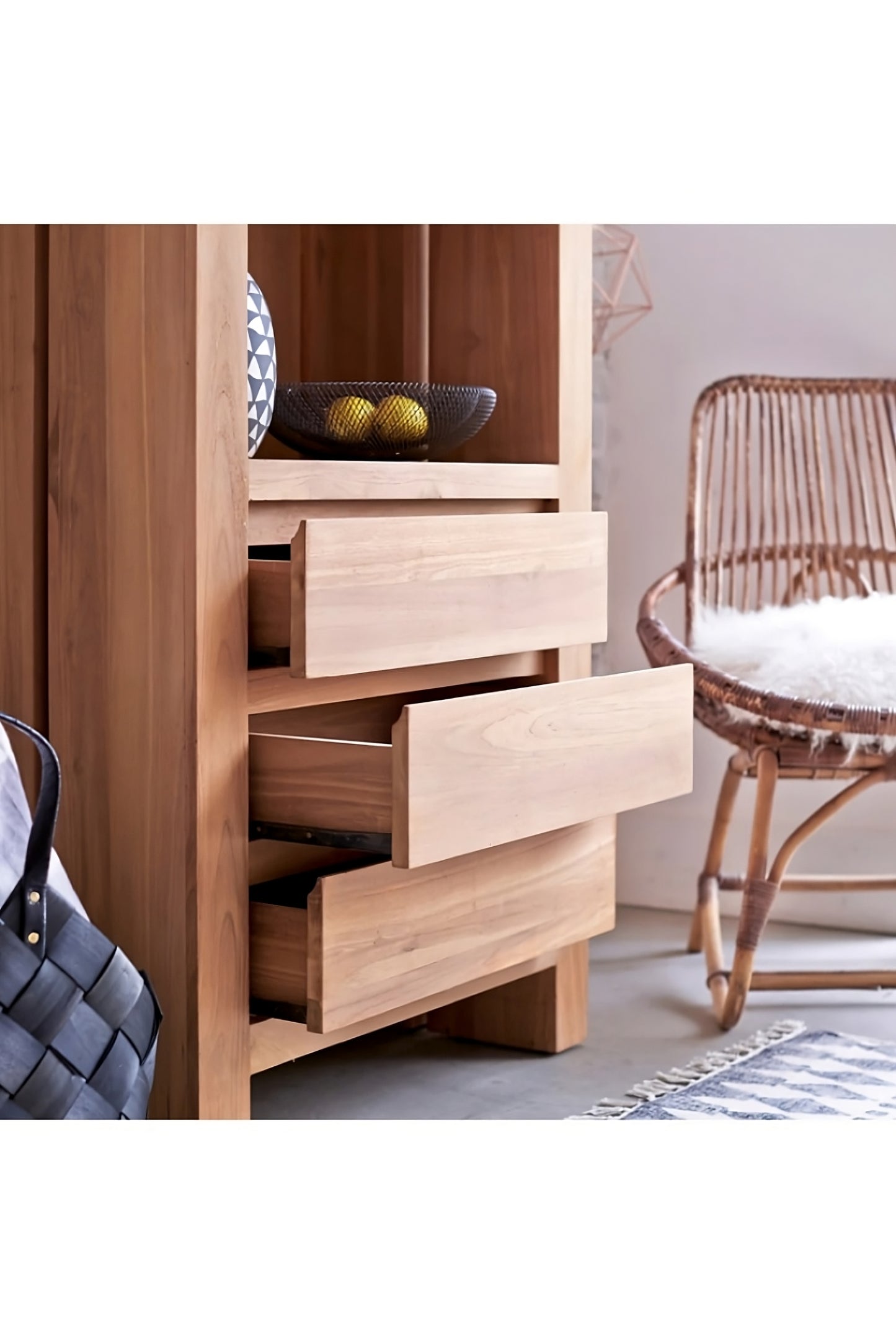 Teak Modern Minimalist Bookcase | Tikamoon Eden