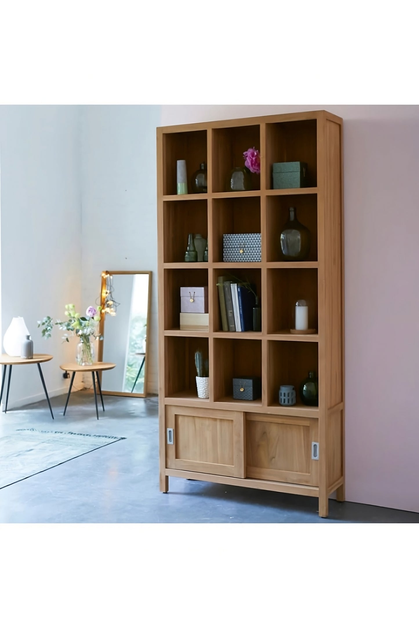 Teak Sliding Door Bookcase | Tikamoon Coffee Tek Slide