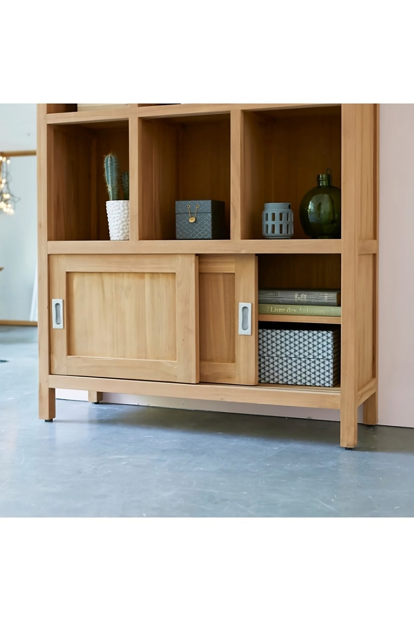 Teak Sliding Door Bookcase | Tikamoon Coffee Tek Slide