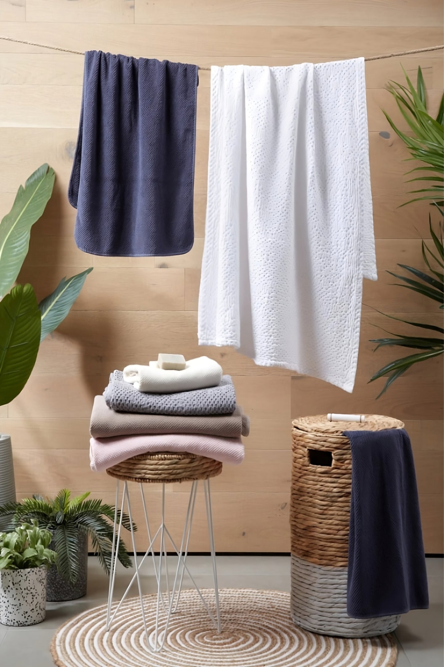 White Woven Laundry Basket Set | La Forma Mast