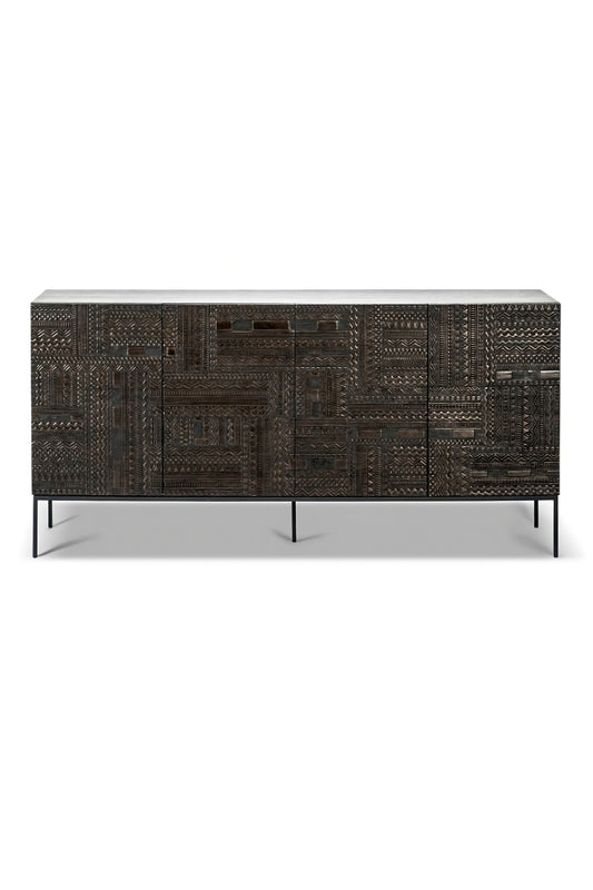 Black Teak Carved Sideboard | Ethnicraft Tabwa