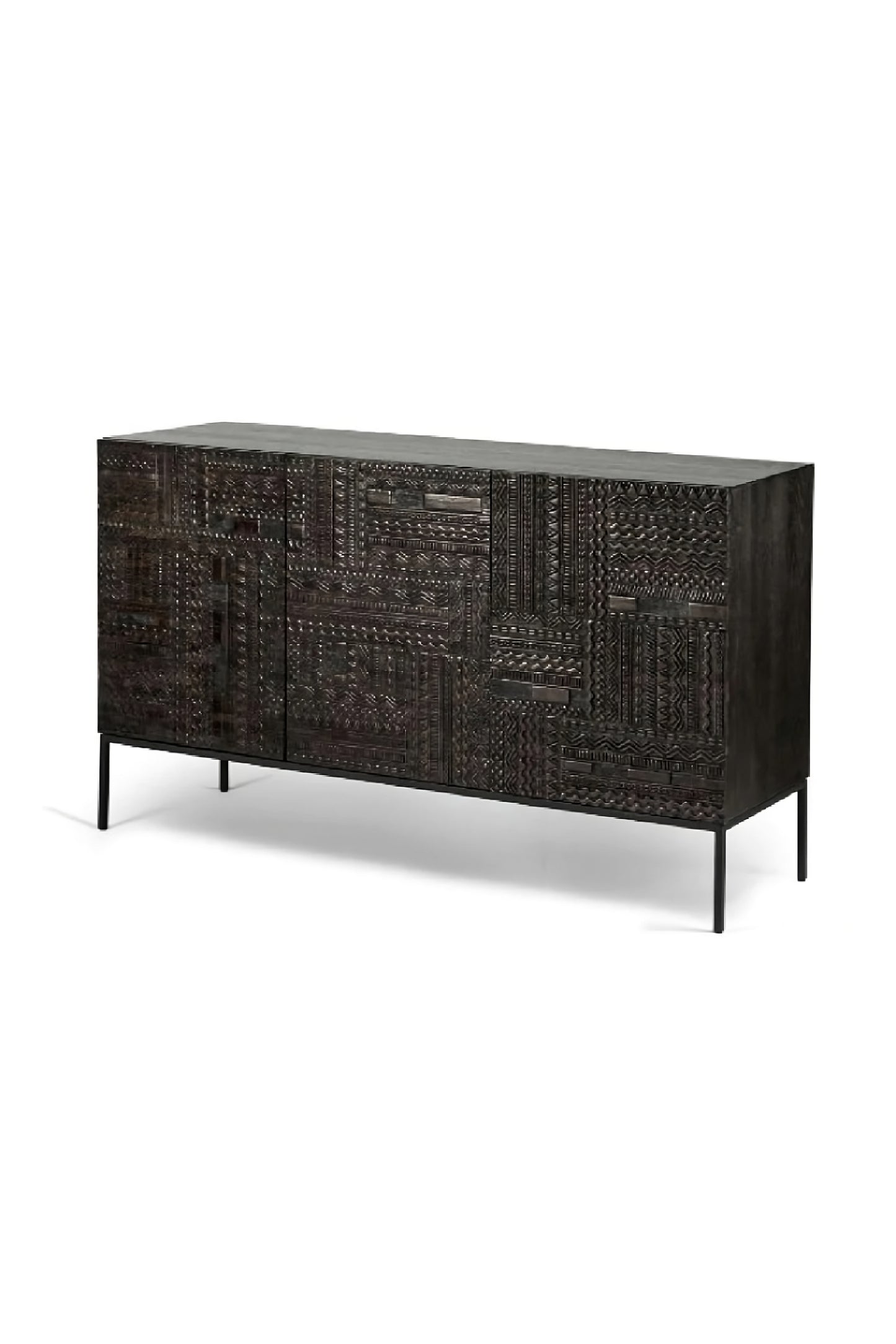 Black Teak Carved Sideboard | Ethnicraft Tabwa