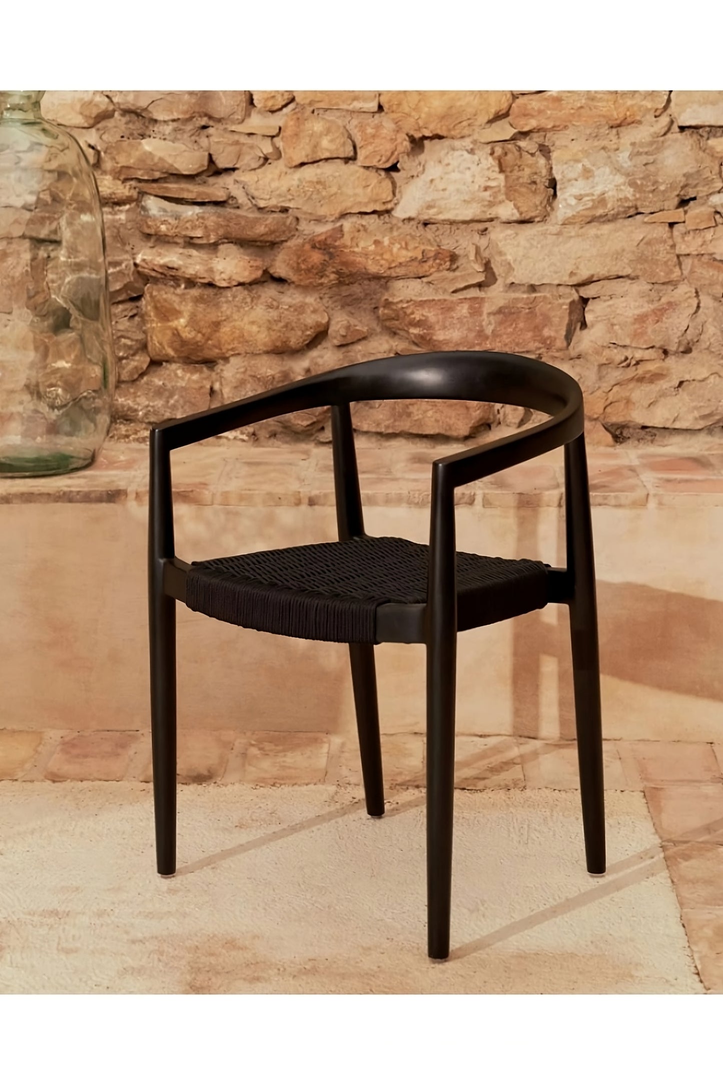 Black Teak Stackable Outdoor Chairs (4) | La Forma Ydalia