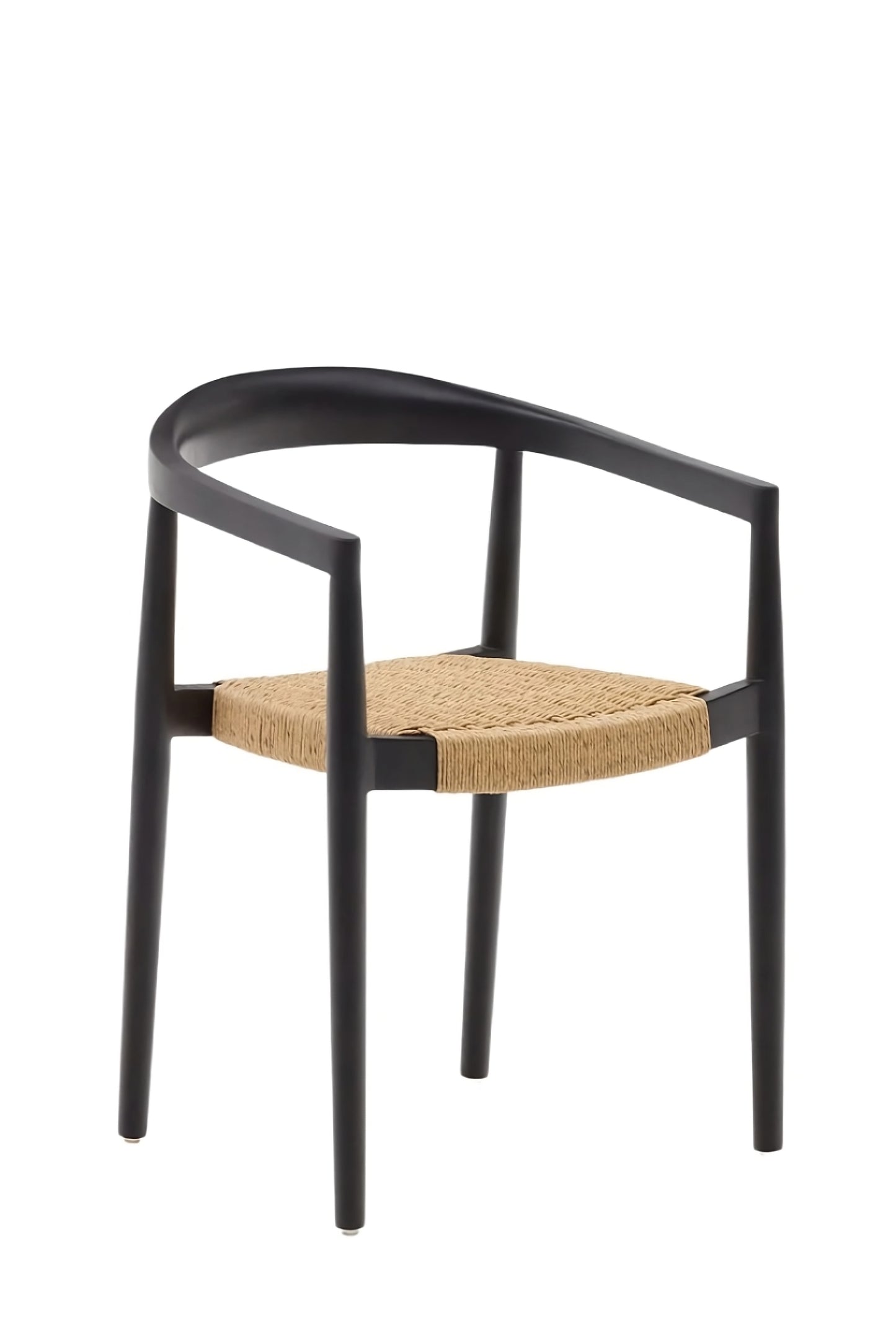 Black Teak Stackable Outdoor Chairs (4) | La Forma Ydalia