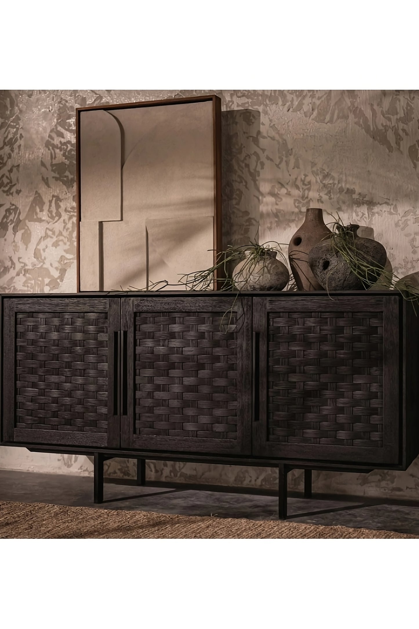 Black Wooden 3-Door Low Dresser | dBodhi Karma