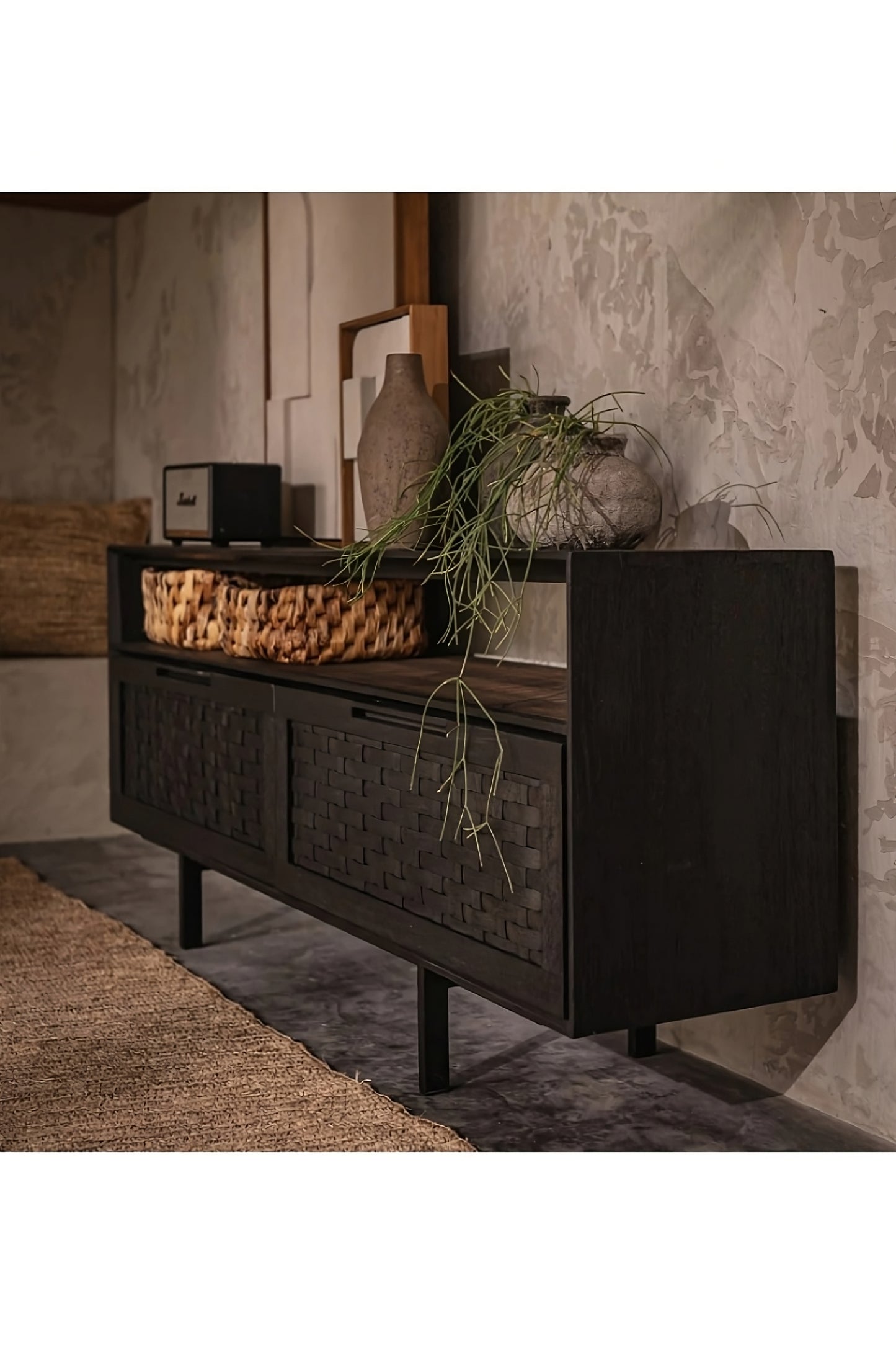 Charcoal Wooden 2-Drawer Low Dresser | dBodhi Karma