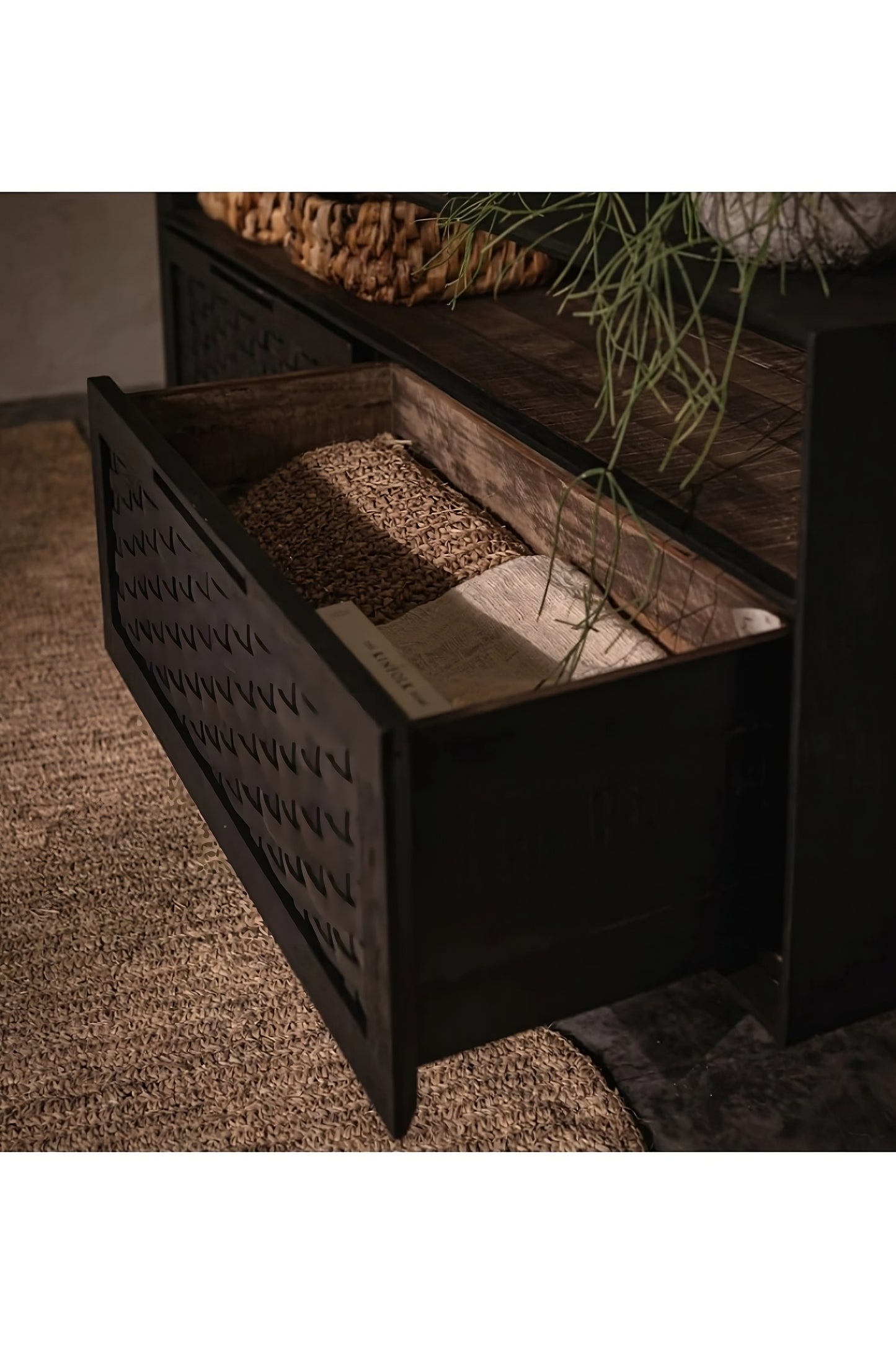 Charcoal Wooden 2-Drawer Low Dresser | dBodhi Karma