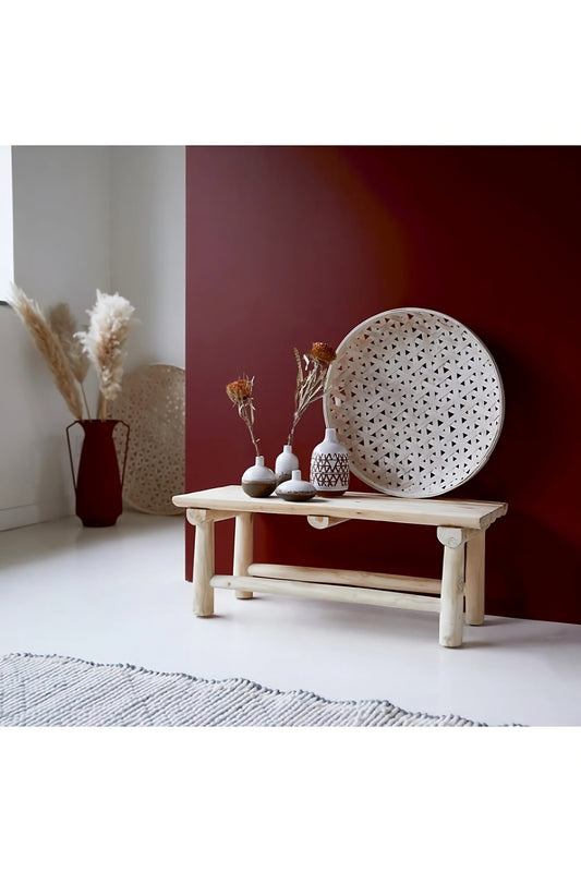 Decorative Solid Teak Bench | Tikamoon Kilim