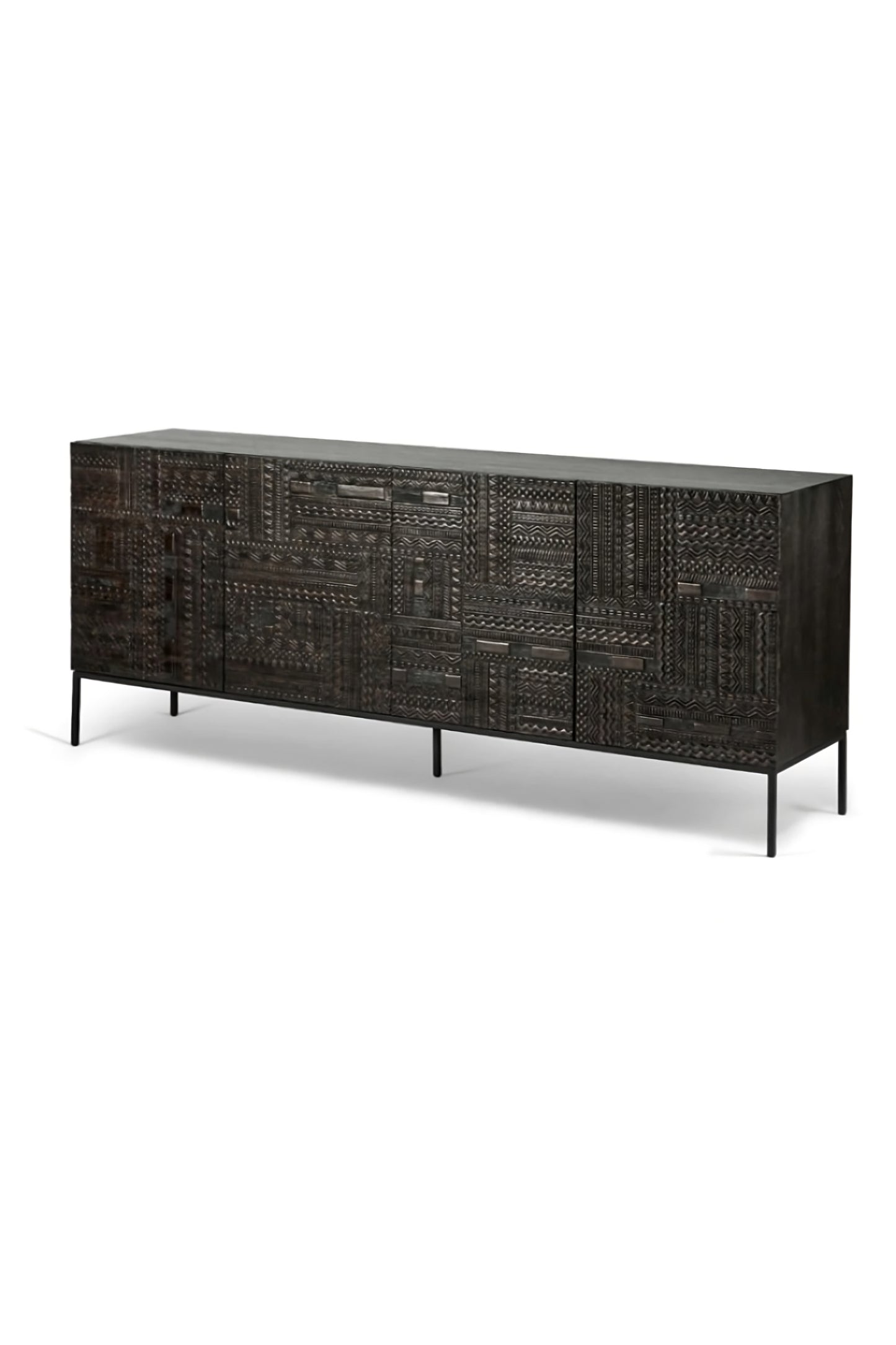 Black Teak Carved Sideboard | Ethnicraft Tabwa