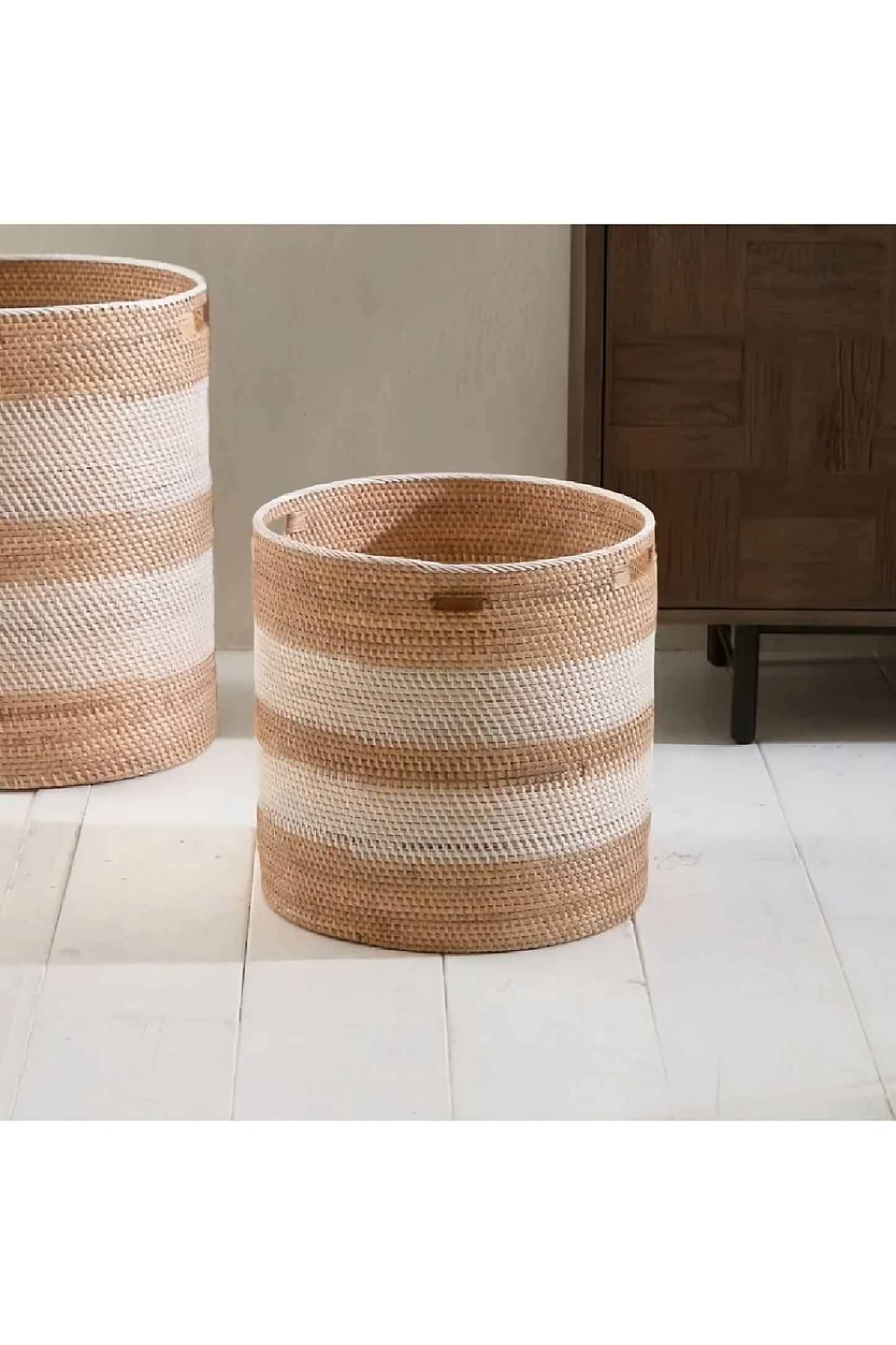 Hand-Woven Rattan Cylindrical Basket | Rivièra Maison Crystal Bay