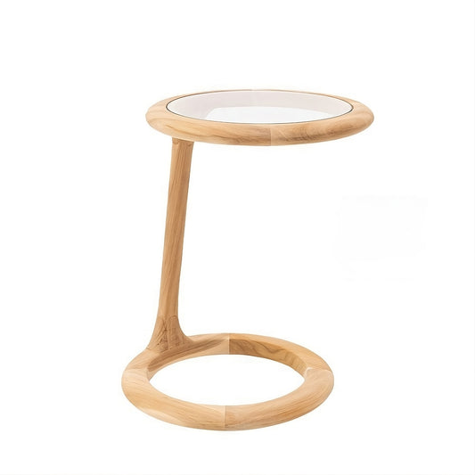 Side table with glass Lower Natural
