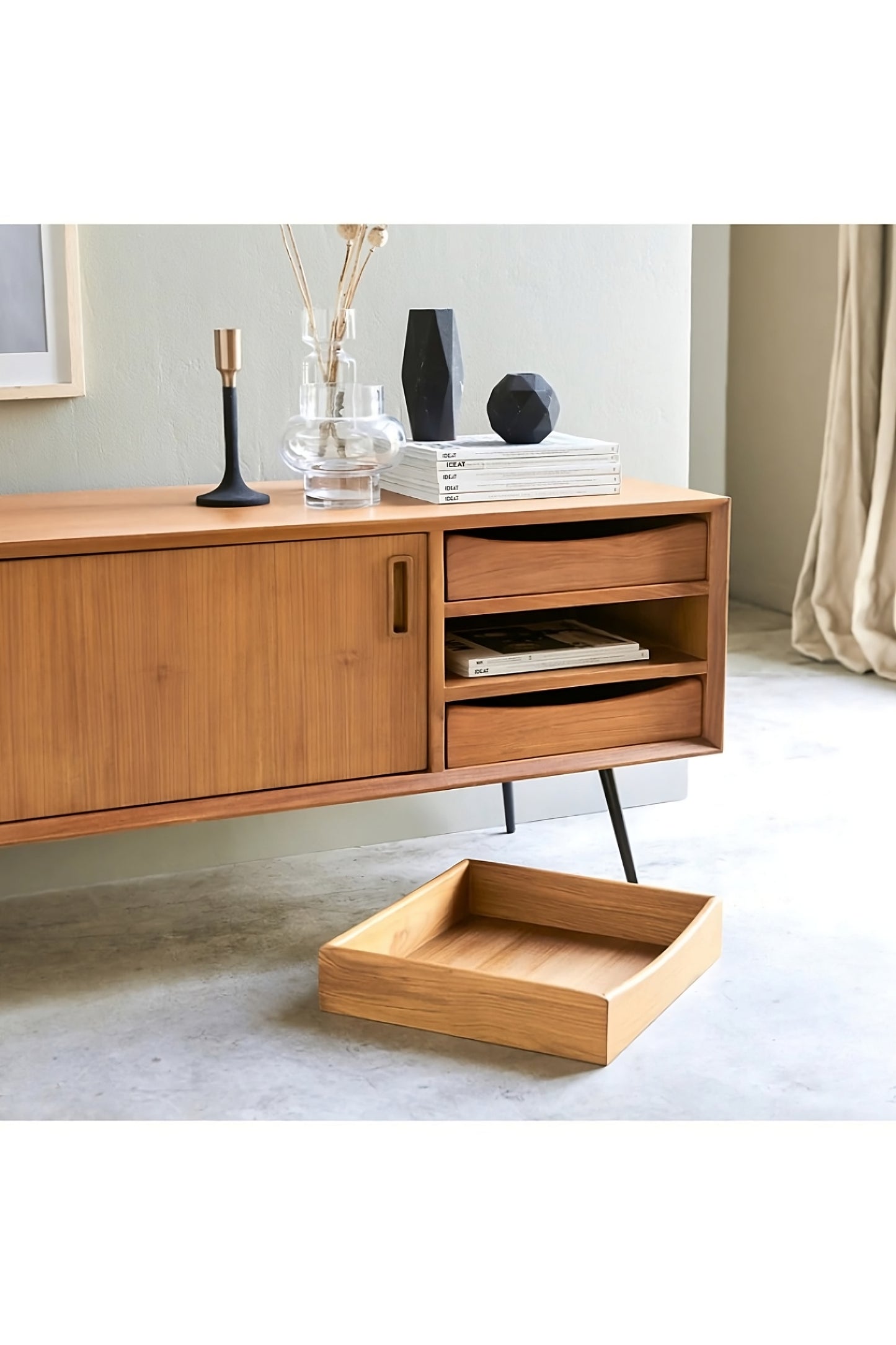 Modern Minimalist Teak TV Unit | Tikamoon Simen