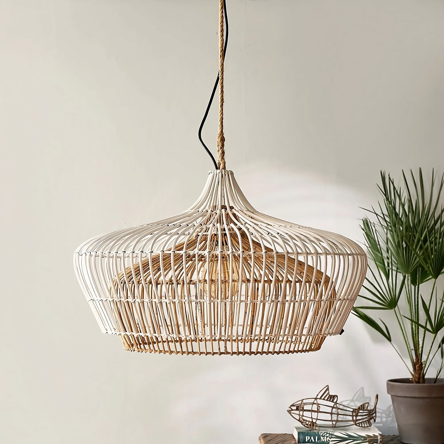 Modern Rattan Hanging Lamp | Rivièra Maison Rustic Double