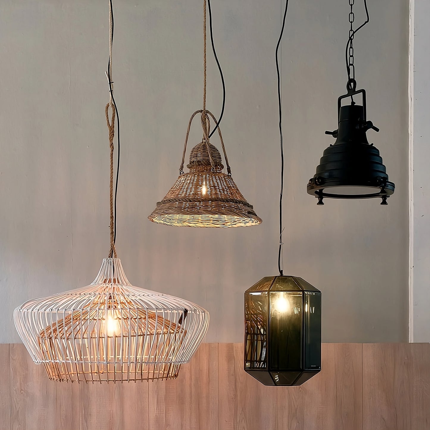 Modern Rattan Hanging Lamp | Rivièra Maison Rustic Double