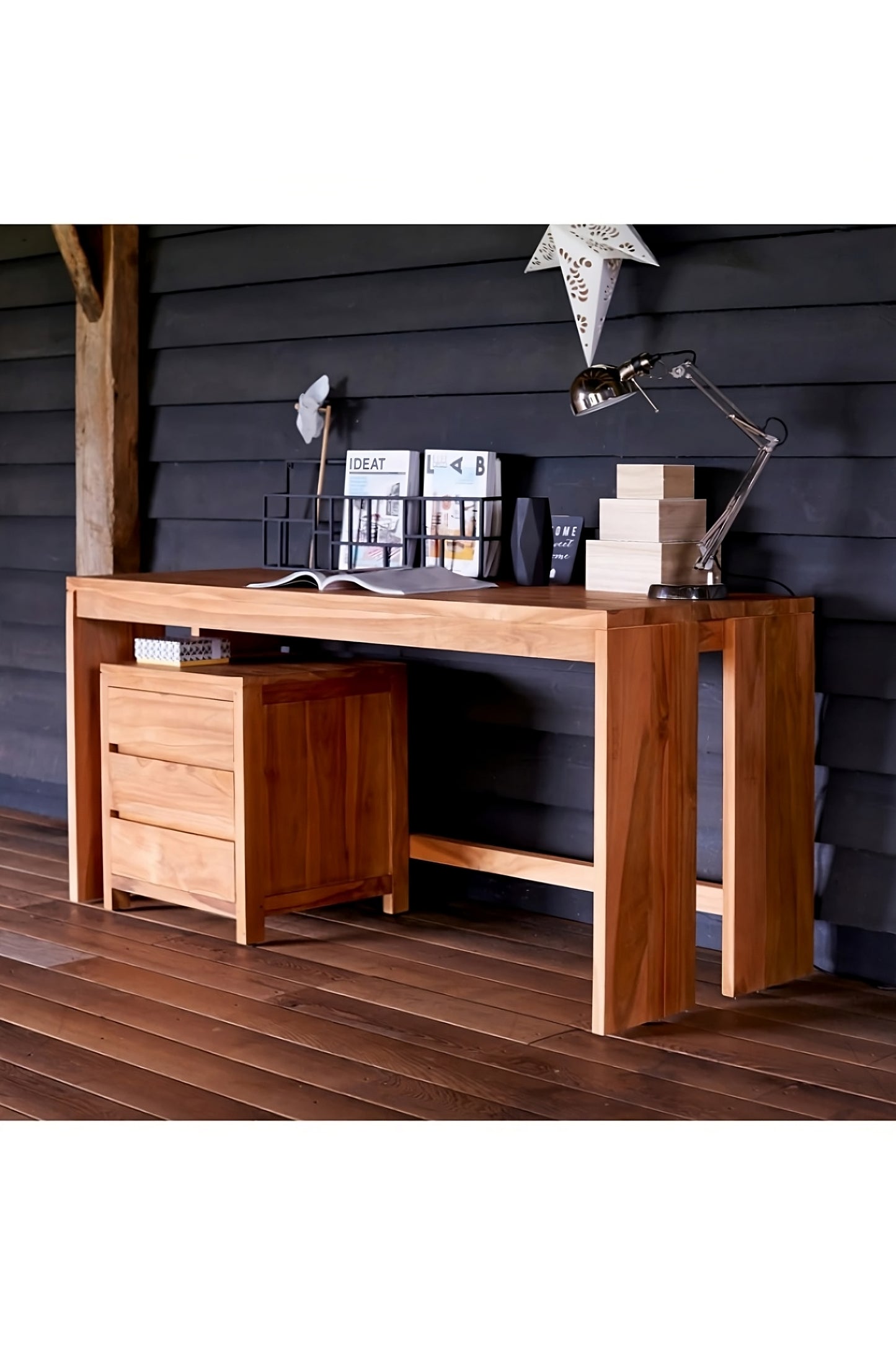 Natural Teak Modern Desk | Tikamoon Eden