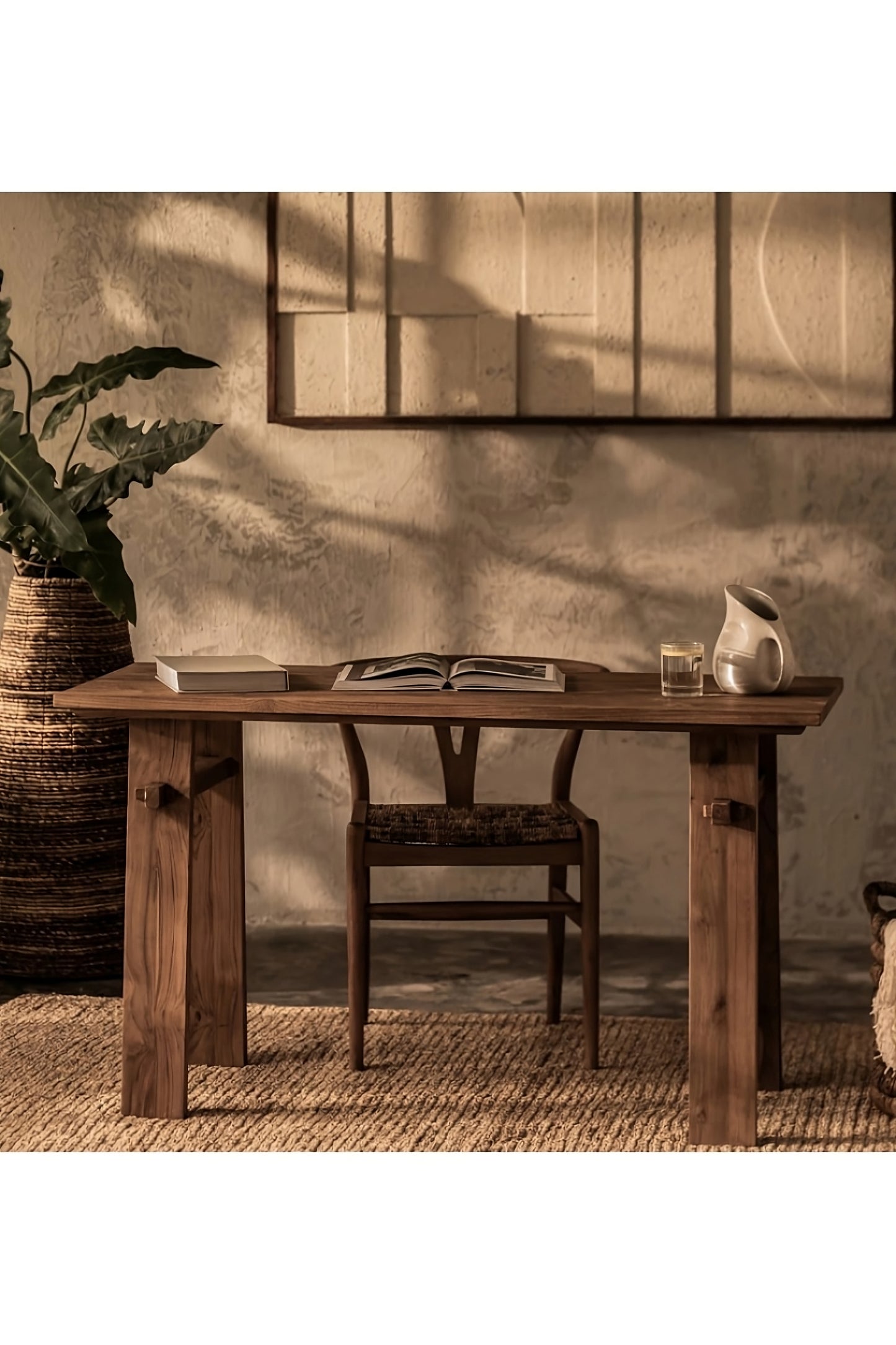 Natural Teak Wood Writing Desk | dBodhi Artisan