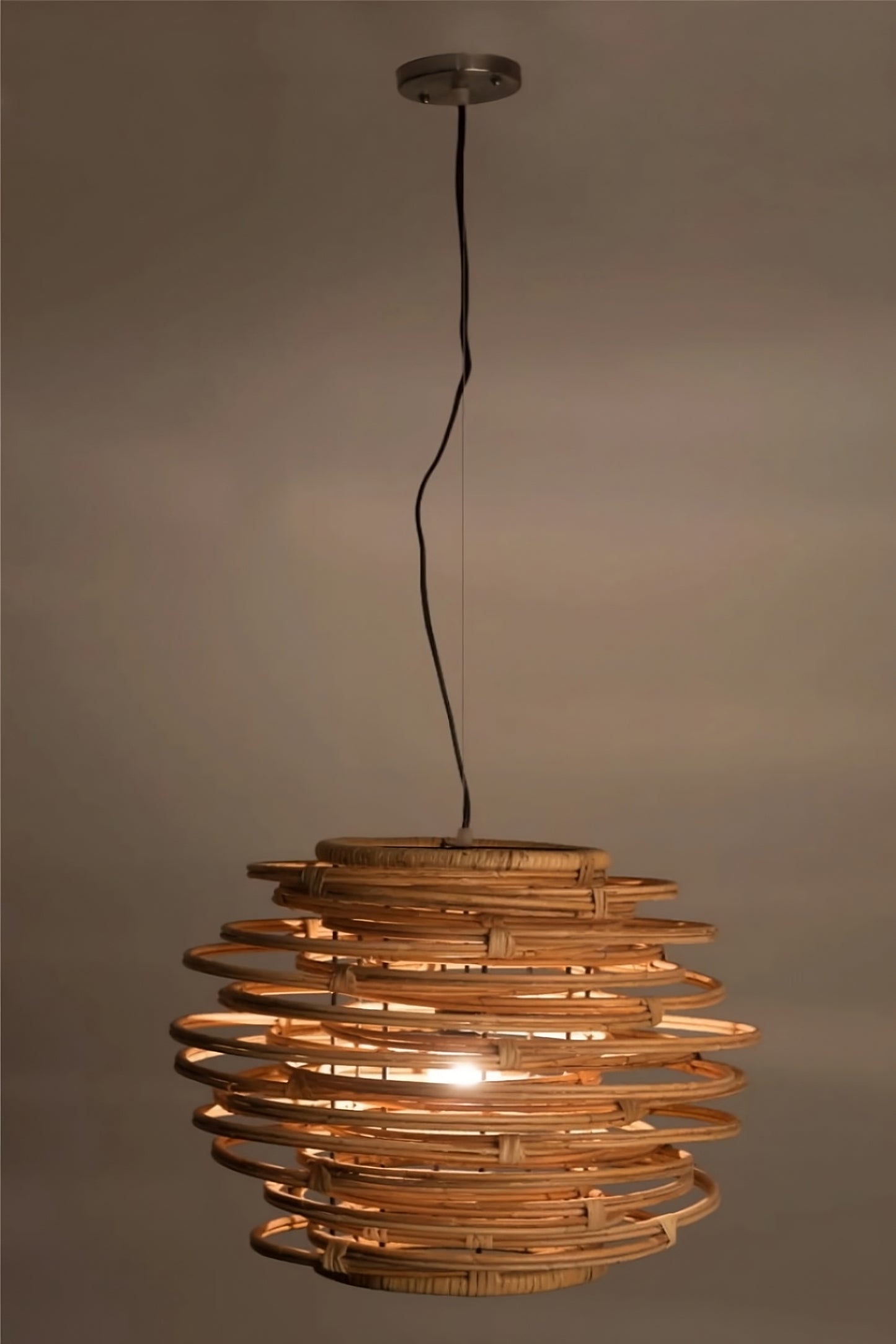 Rattan Wood Pendant Lamp | Dutchbone Kubu