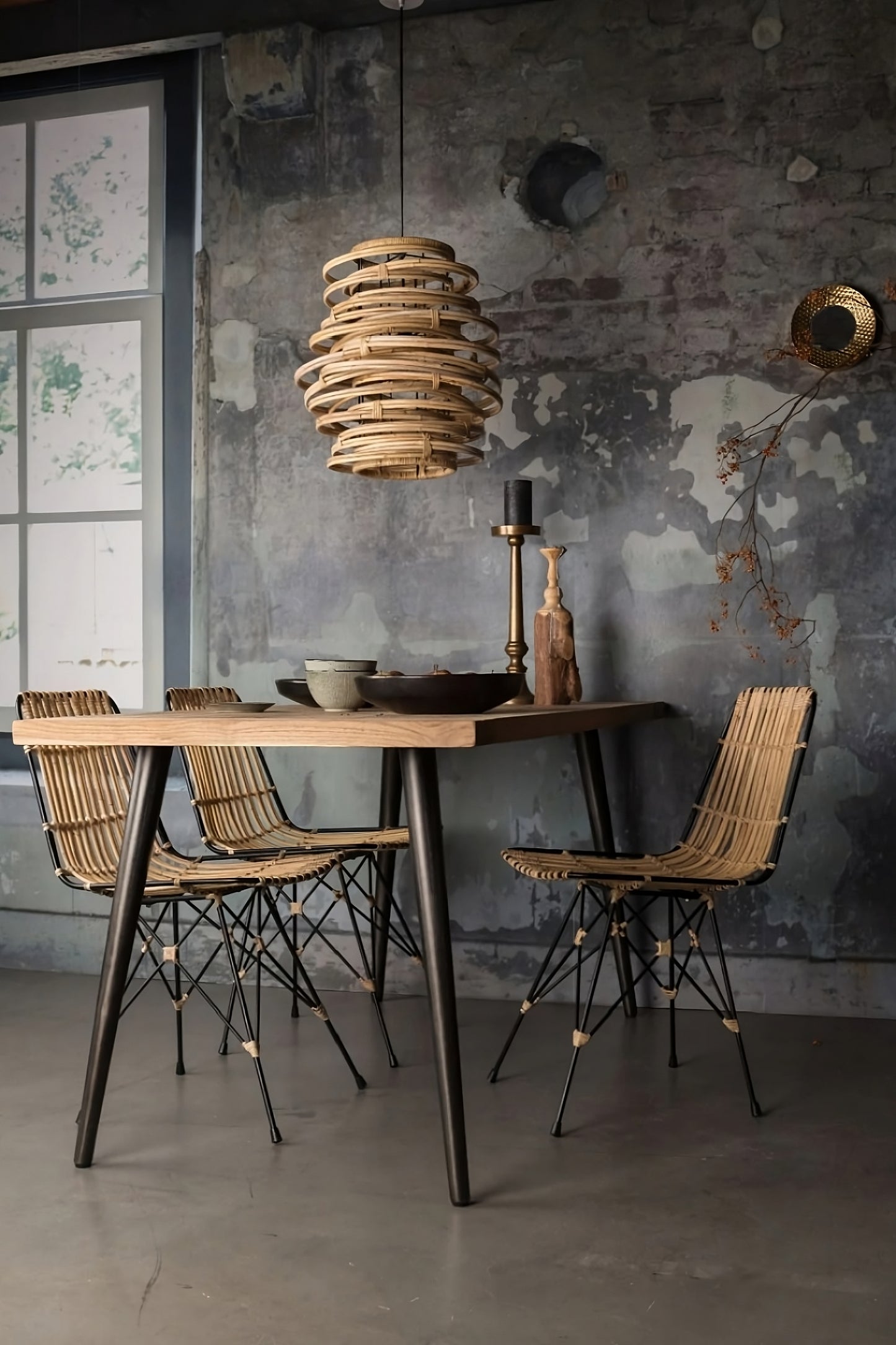 Rattan Wood Pendant Lamp | Dutchbone Kubu