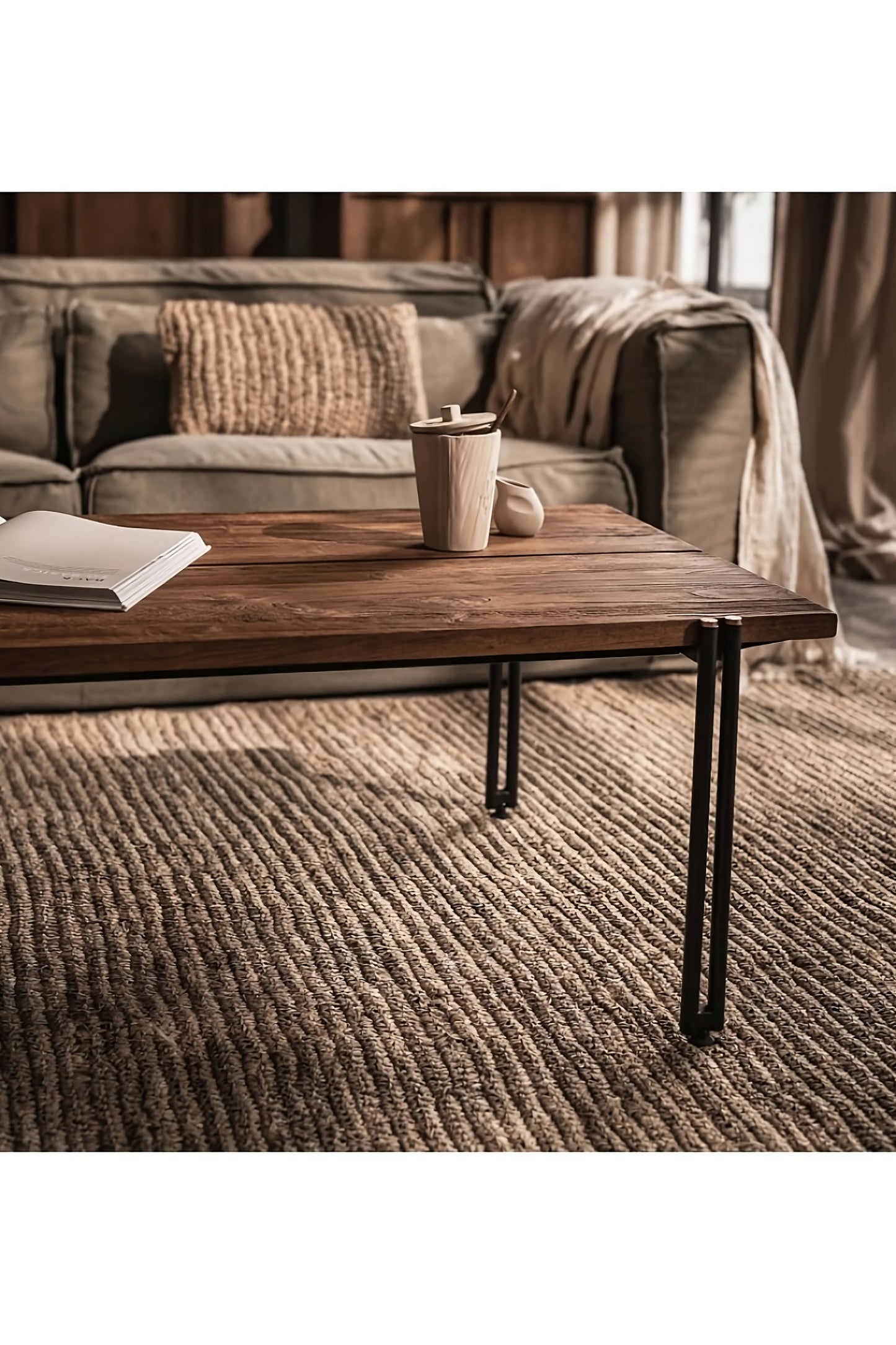 Rectangular Modern Rustic Coffee Table | dBodhi Outline