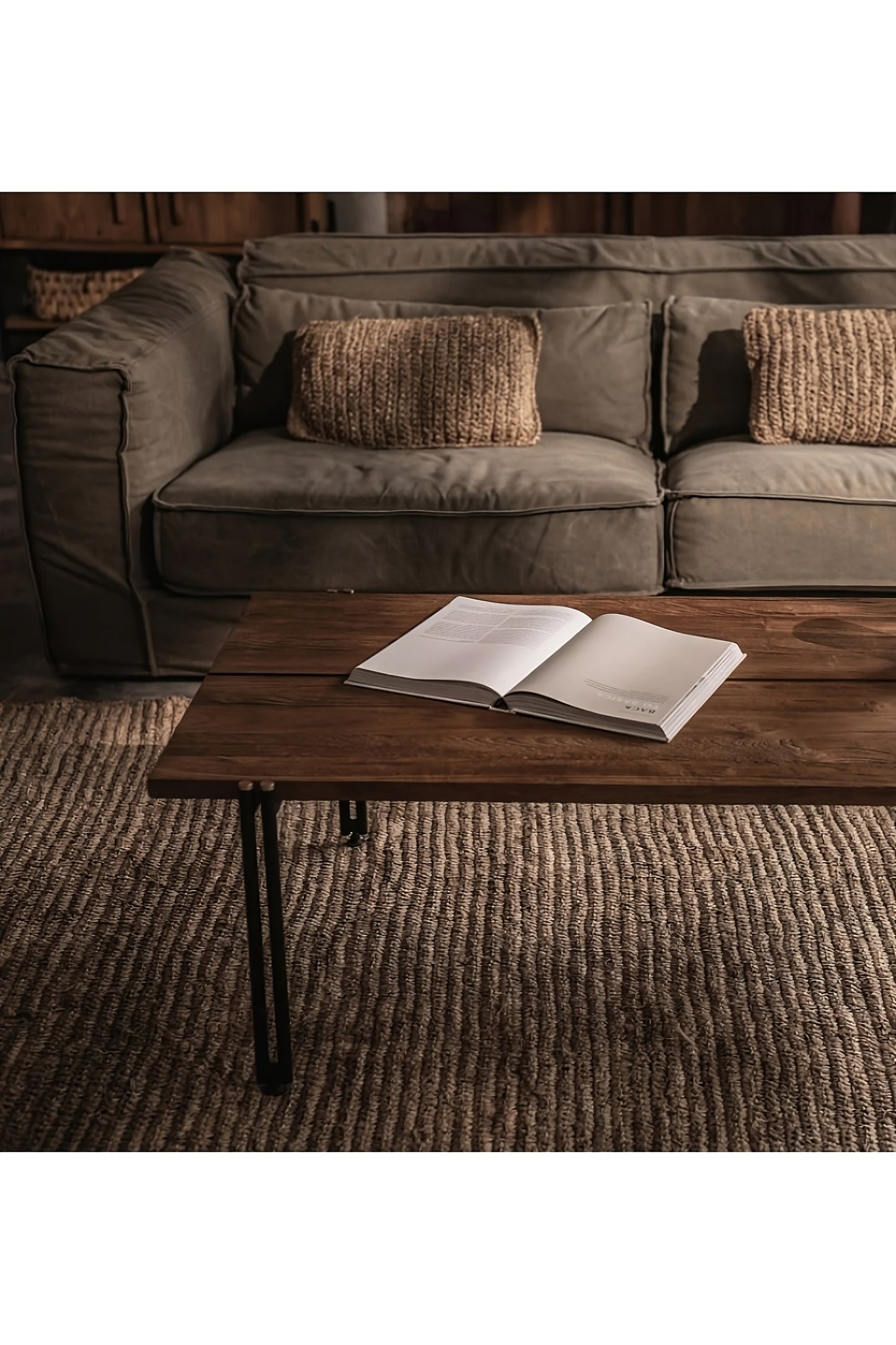 Rectangular Modern Rustic Coffee Table | dBodhi Outline