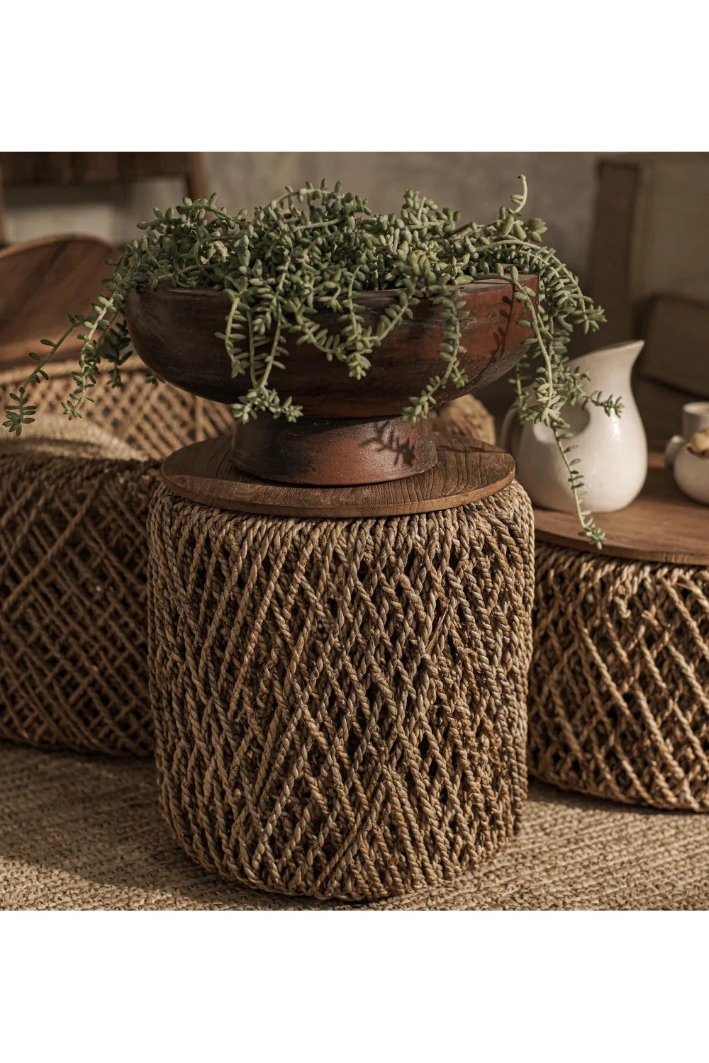 Round Woven Abaca Coffee Table Set (3) | dBodhi Knut