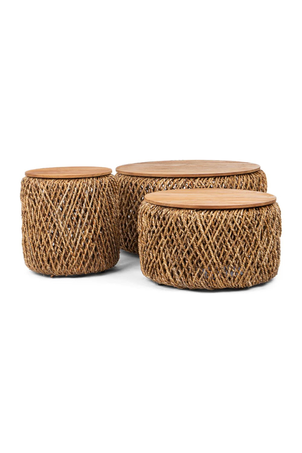 Round Woven Abaca Coffee Table Set (3) | dBodhi Knut