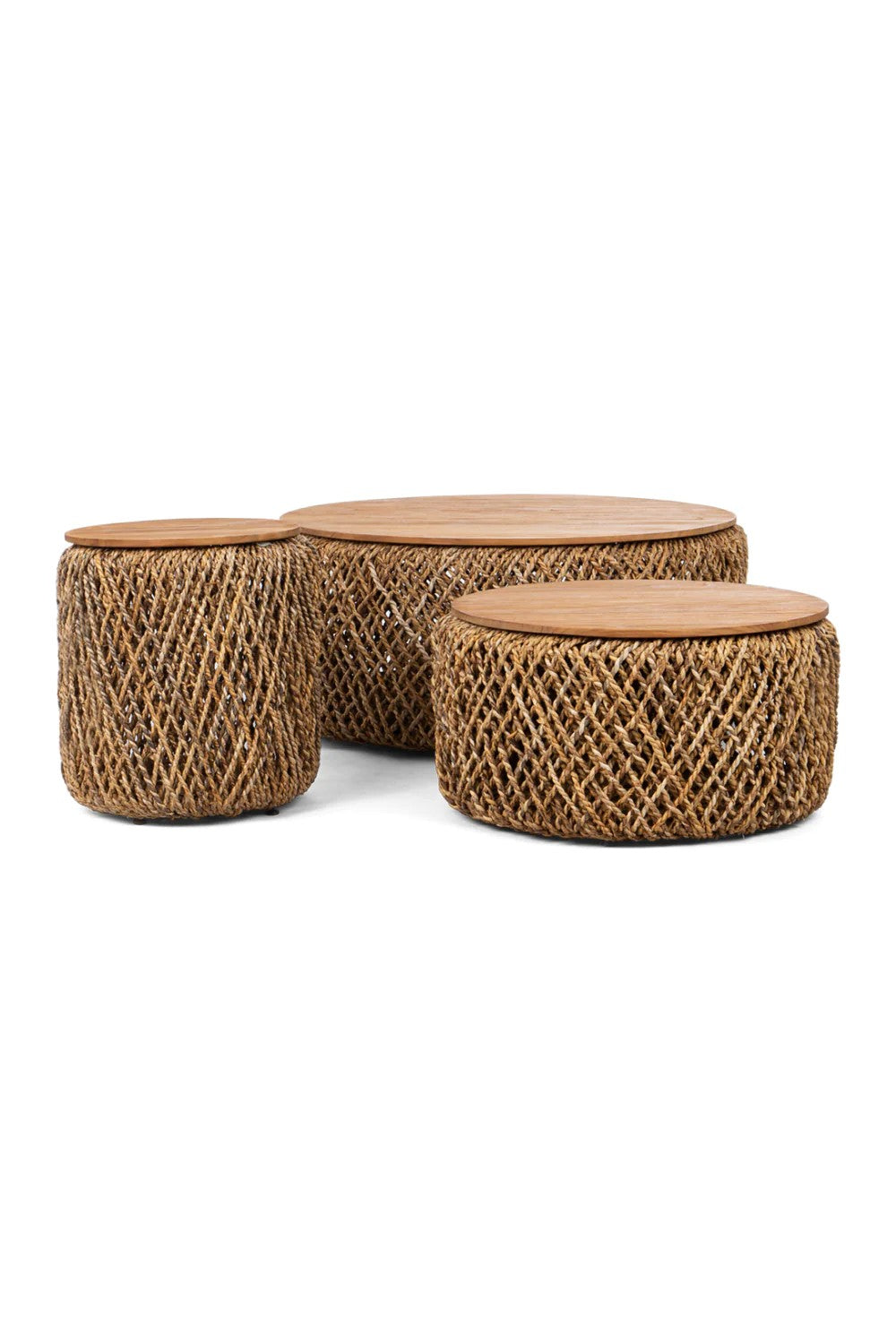 Round Woven Abaca Coffee Table Set (3) | dBodhi Knut