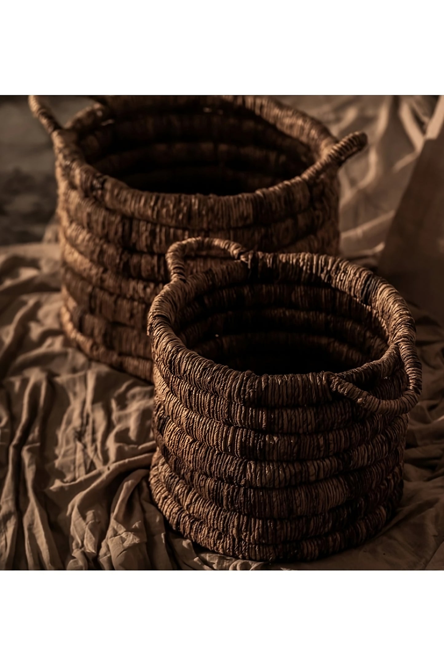 Round Abaca Basket With Handle | dBodhi Caterpillar Sago