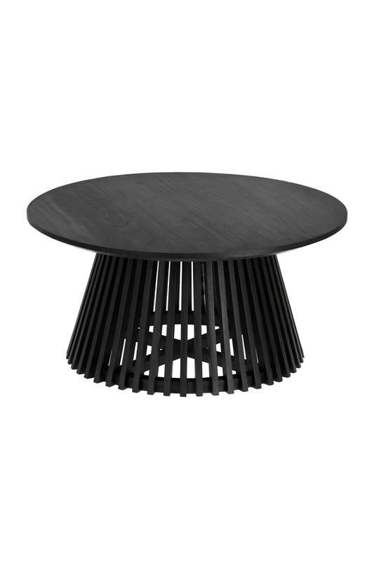 Round Black Teak Wood Pedestal Coffee Table | La Forma Jeanette