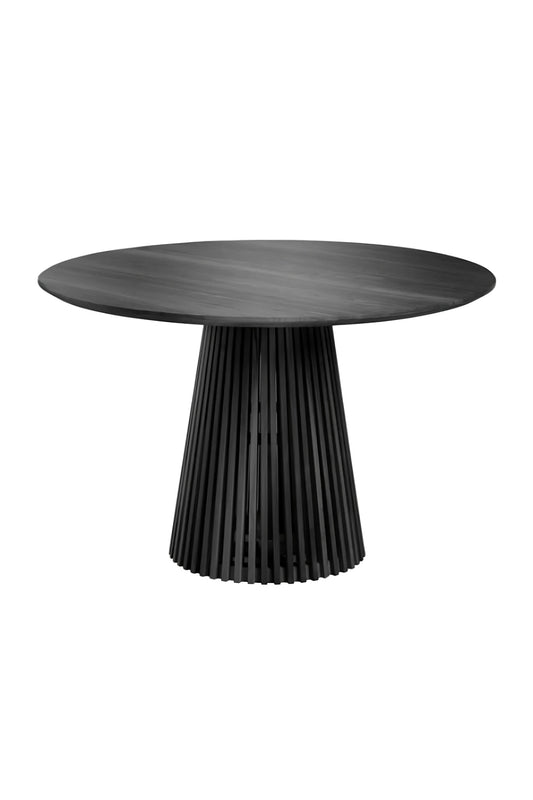Round Black Teak Wood Pedestal Dining Table L | La Forma Jeanette