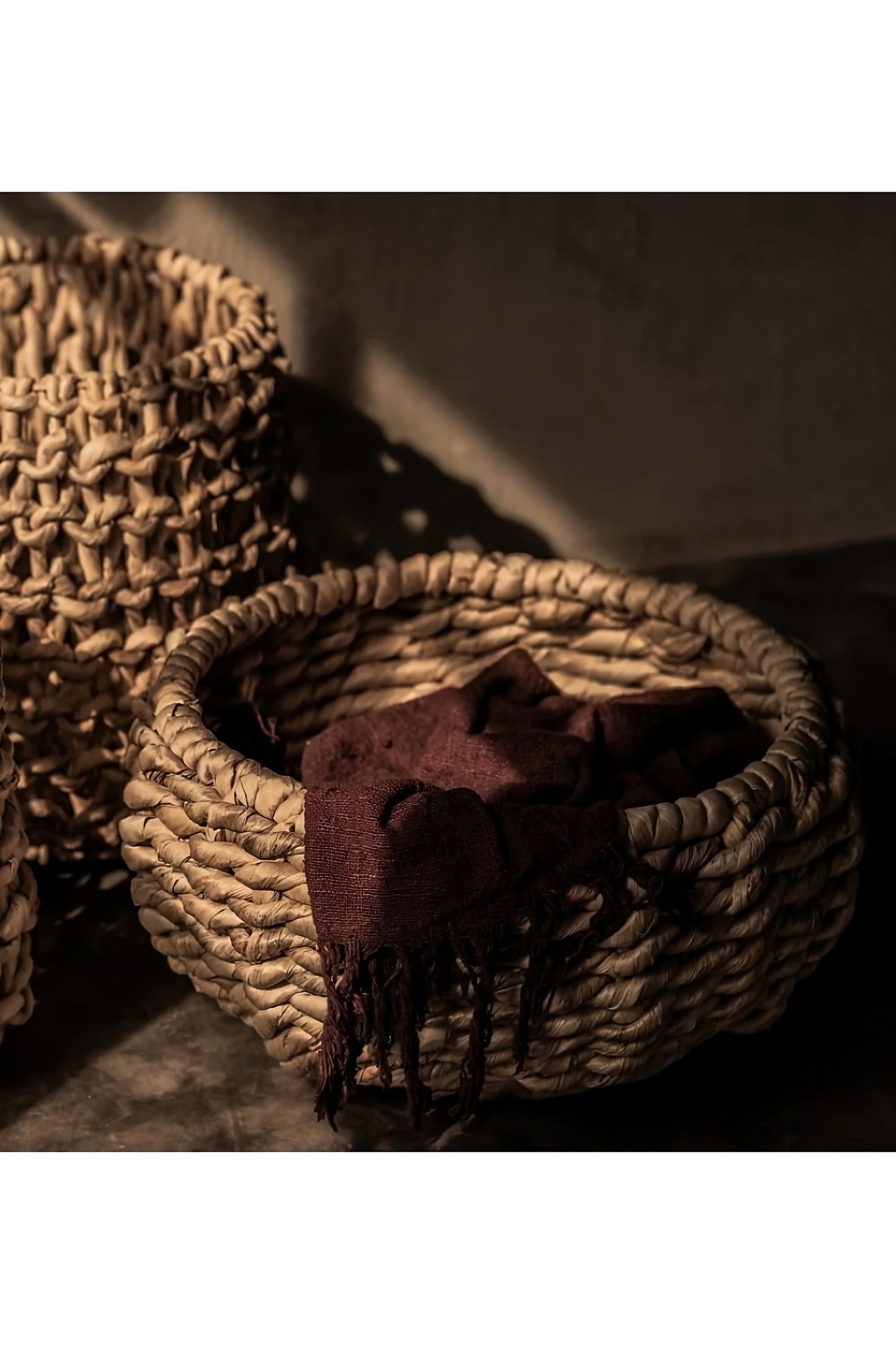 Round Pure Abaca Low Basket | dBodhi Kelud