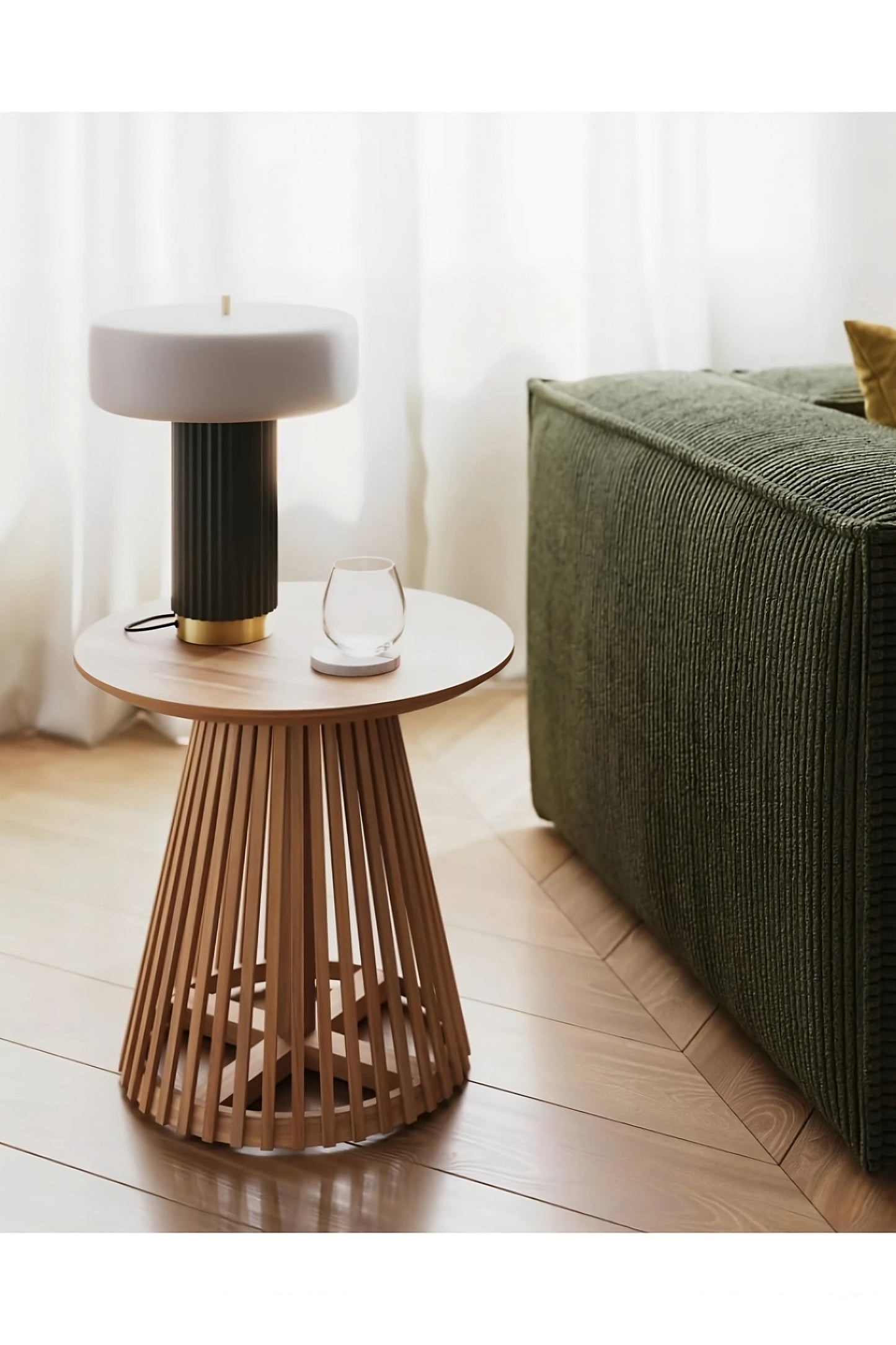 Round Teak Wood Pedestal Side Table | La Forma Jeanette