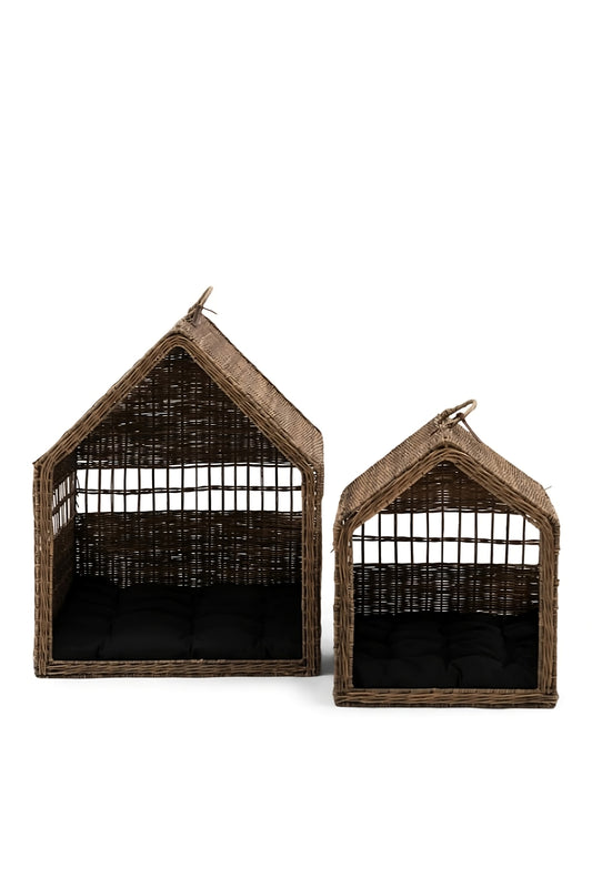 Set Keranjang Anjing Rotan Pedesaan (2) | Rumah Maison Riviera