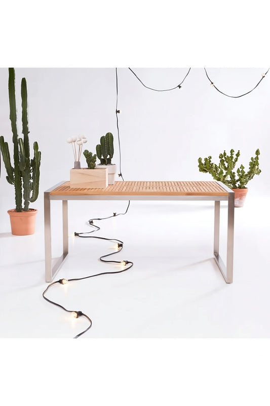 Slatted Teak Modern Outdoor Table | Tikamoon Arno