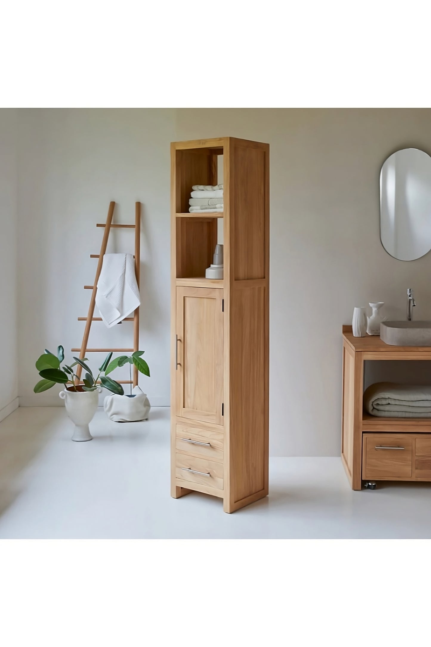 Solid Teak Bathroom Cabinet | Tikamoon Layang