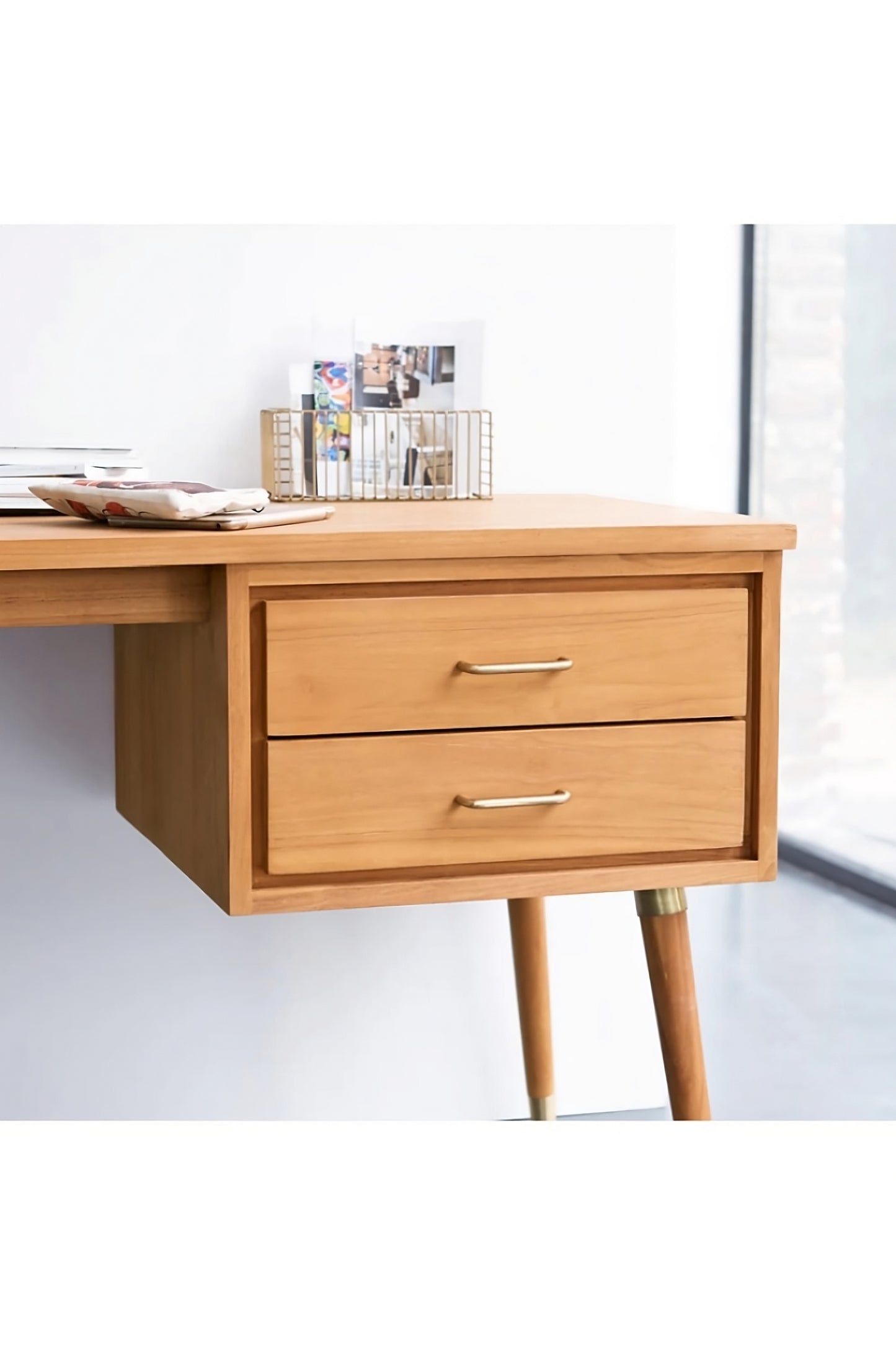 Solid Teak Desk with Drawers | Tikamoon Kort