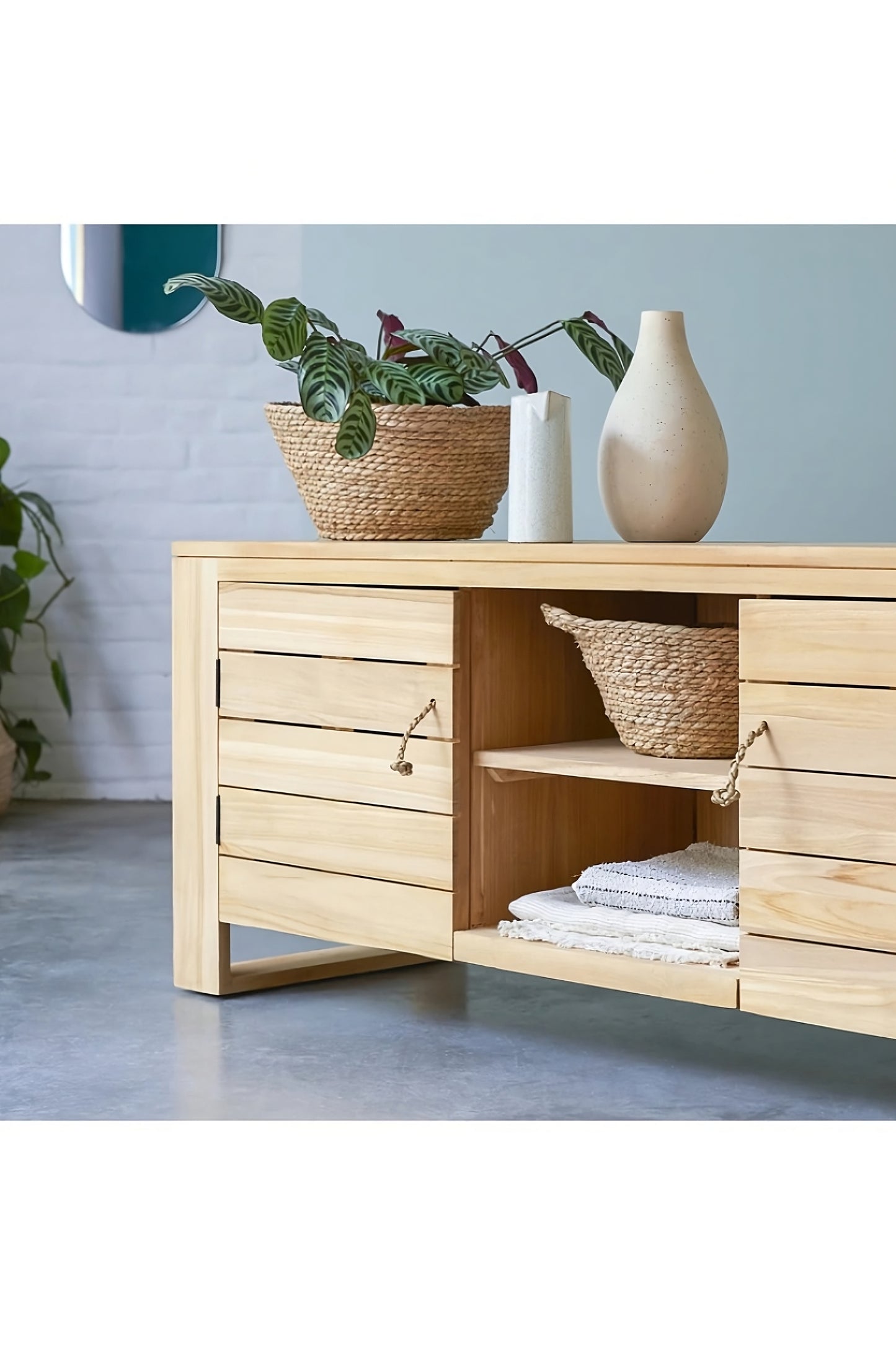 Solid Teak TV Cabinet | Tikamoon Minimalys